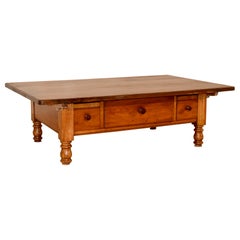 18th Century Swiss Cherry Coffee Table with Three Drawers