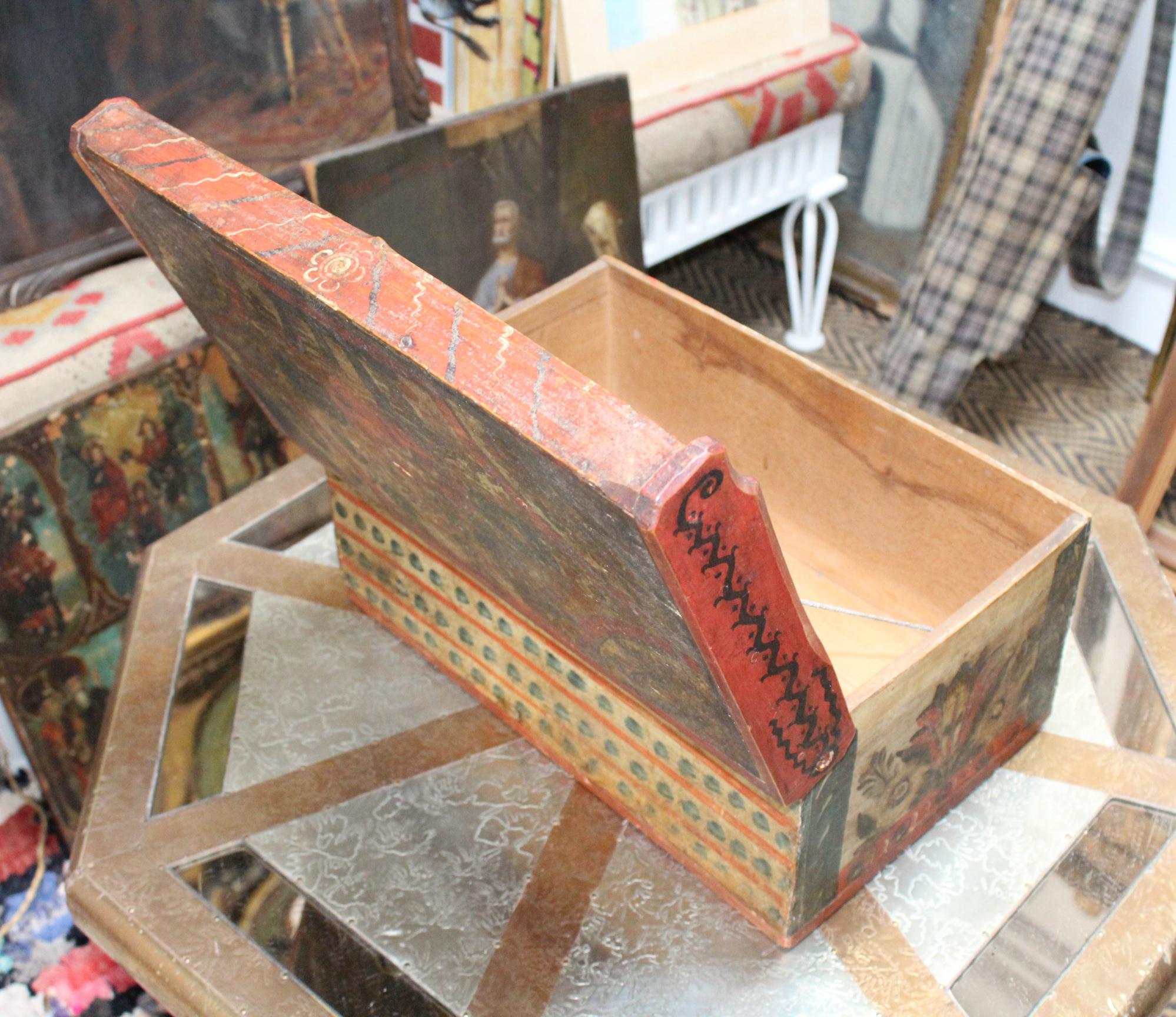 18th Century Swiss Hand Painted Wooden Box with Vegetable Motifs 3