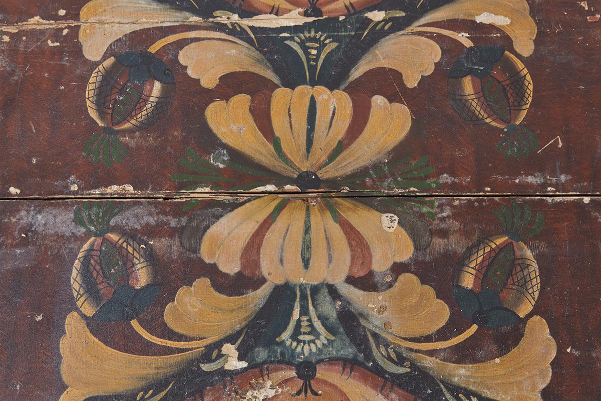 Coffre-coffre-coffre suisse du 18ème siècle à décor polychrome en vente 7