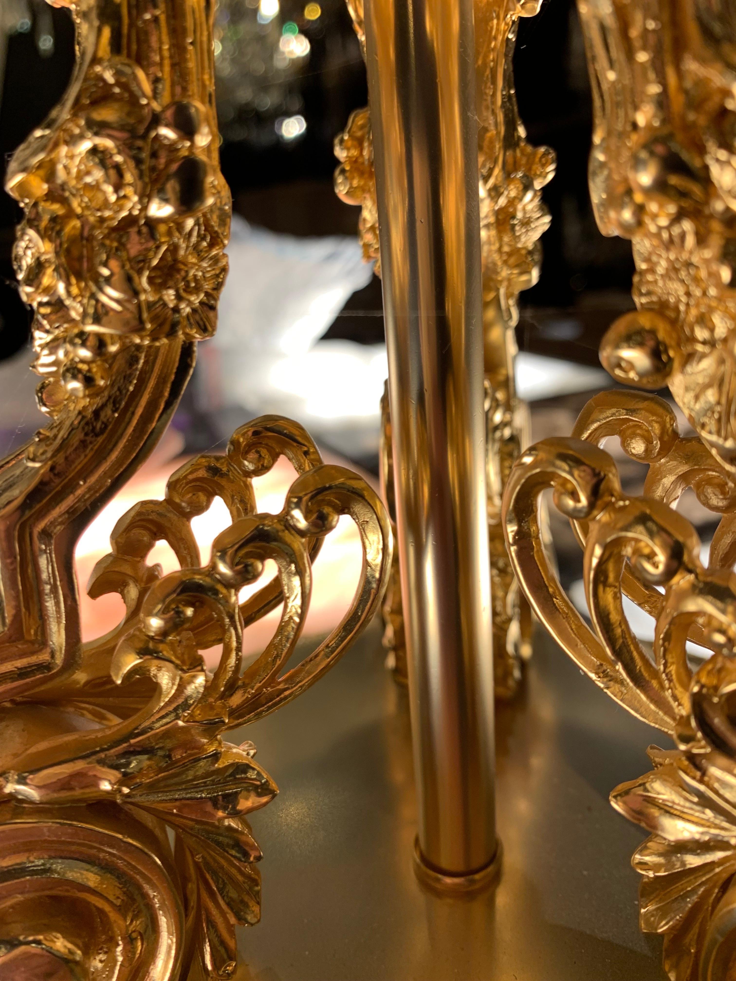 Lampe de bureau du XVIIIe siècle en bronze doré et cristal de roche rose 18 carats  en vente 5