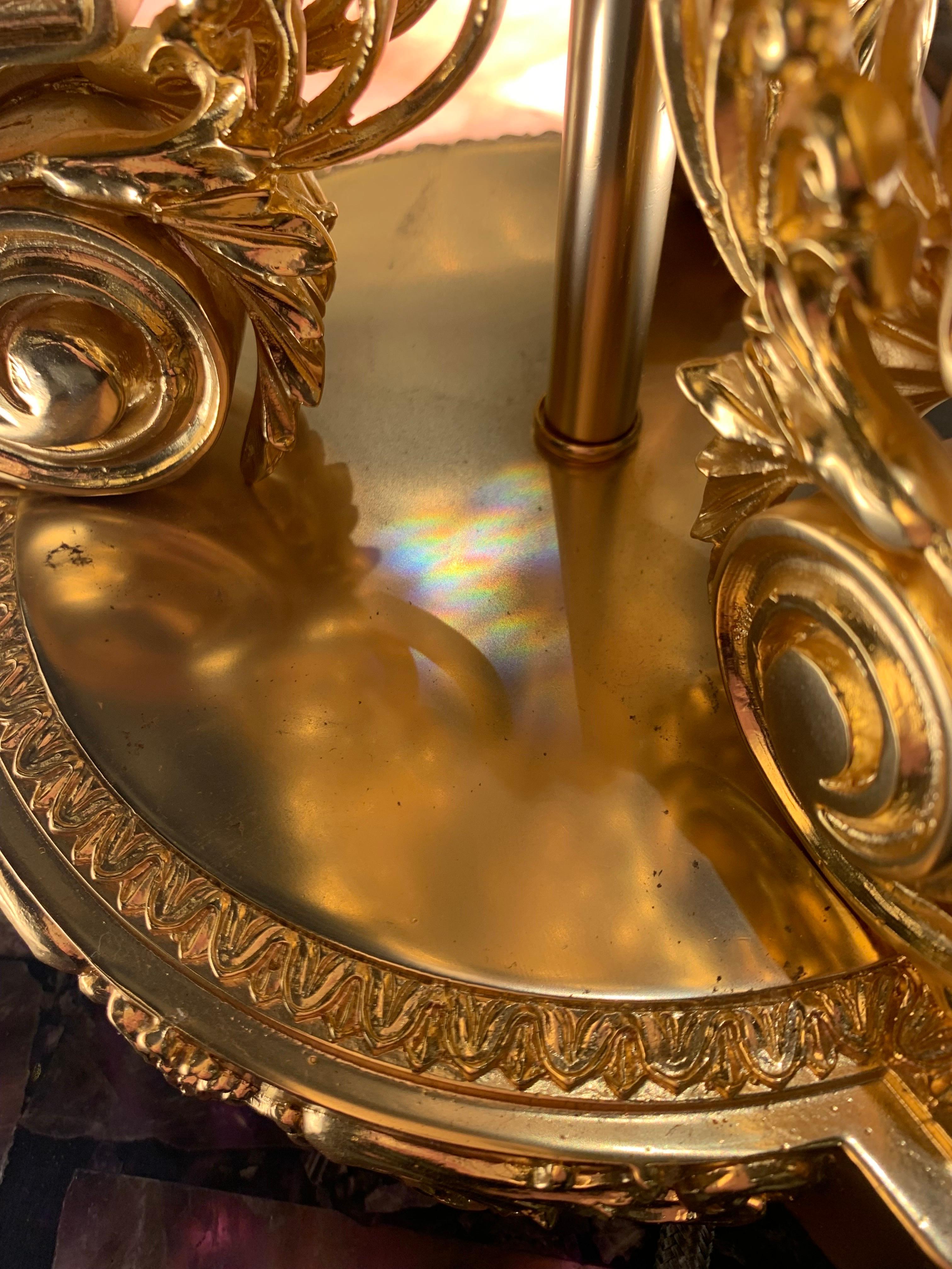 Lampe de bureau du XVIIIe siècle en bronze doré et cristal de roche rose 18 carats  en vente 7