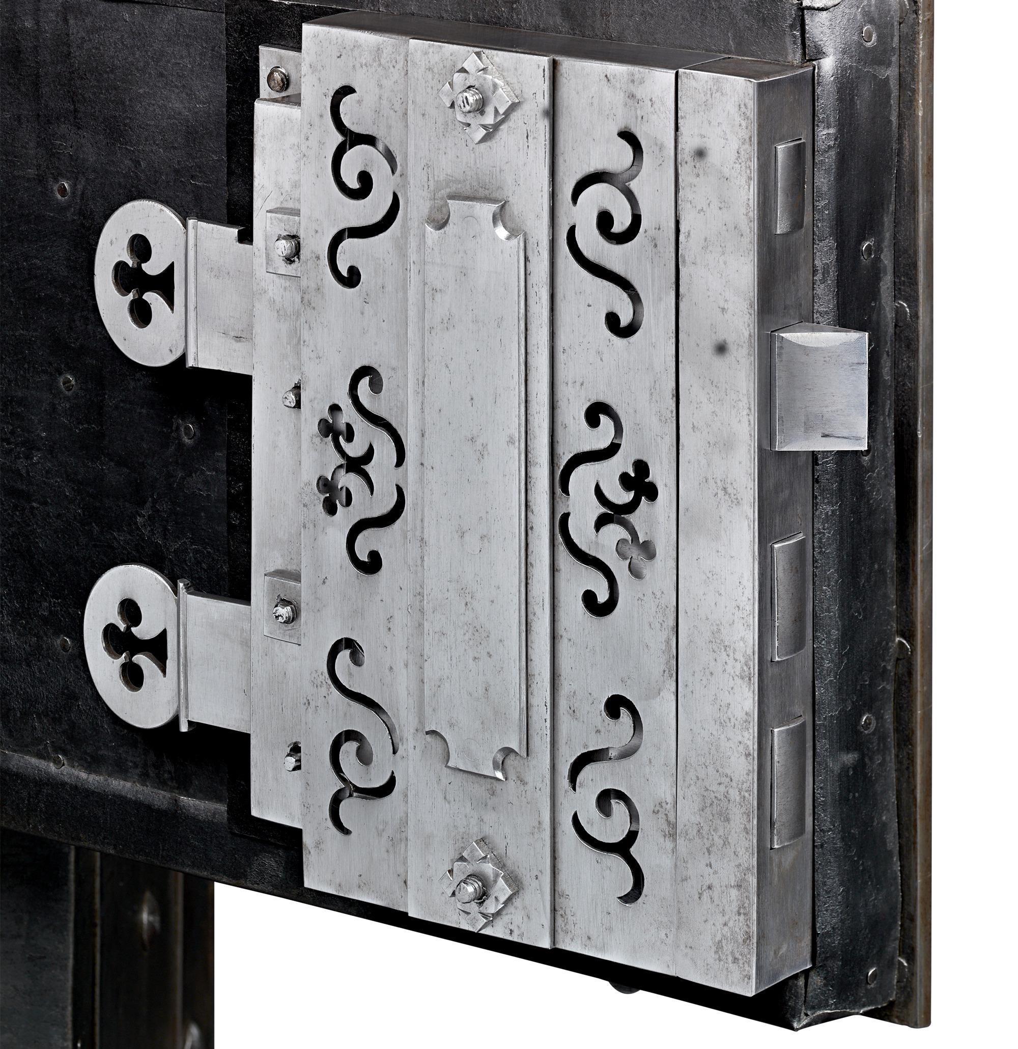 18th-Century Tabletop Italian Iron Safe 2