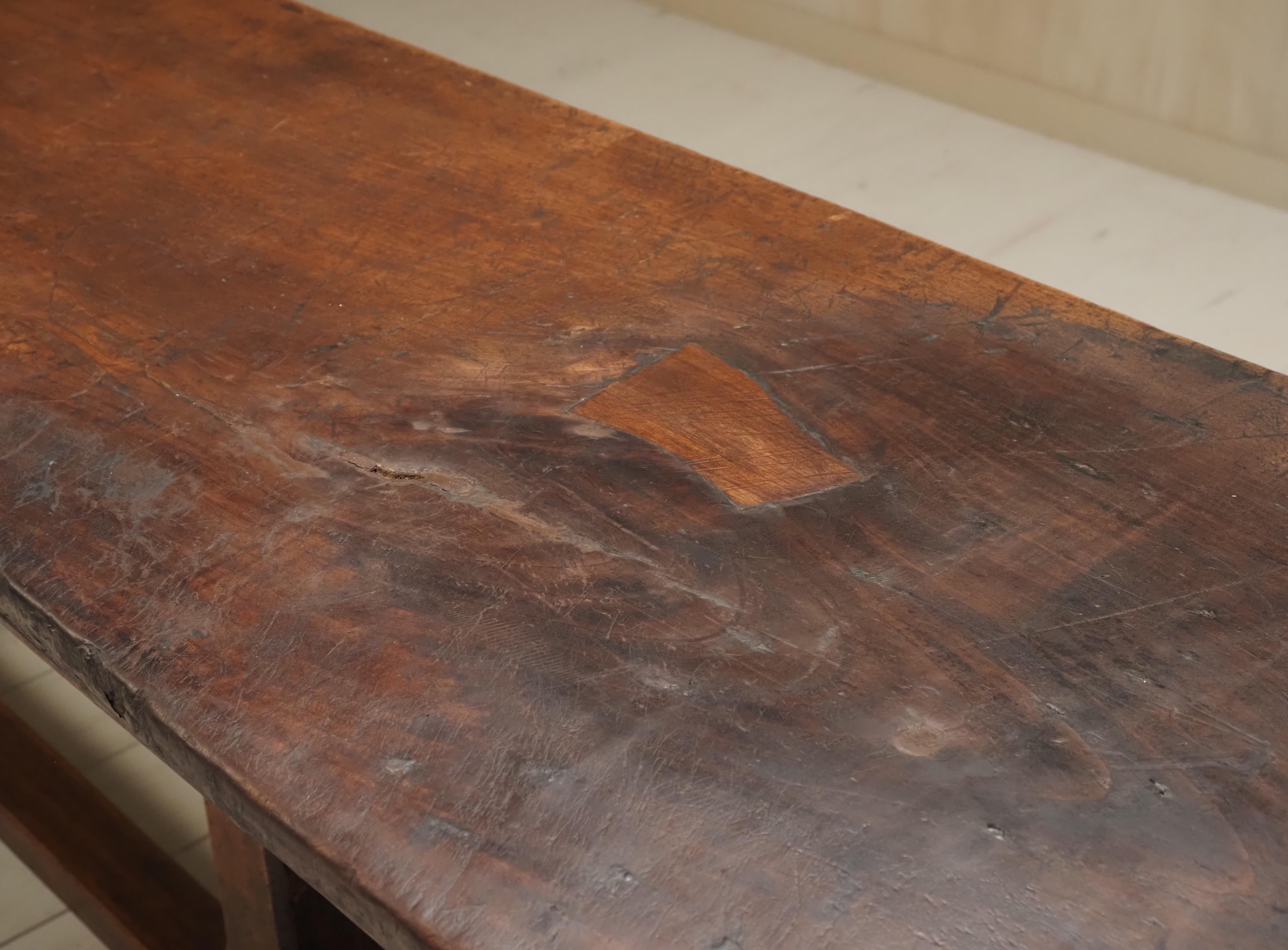 18th Century talian walnut trestle table 4