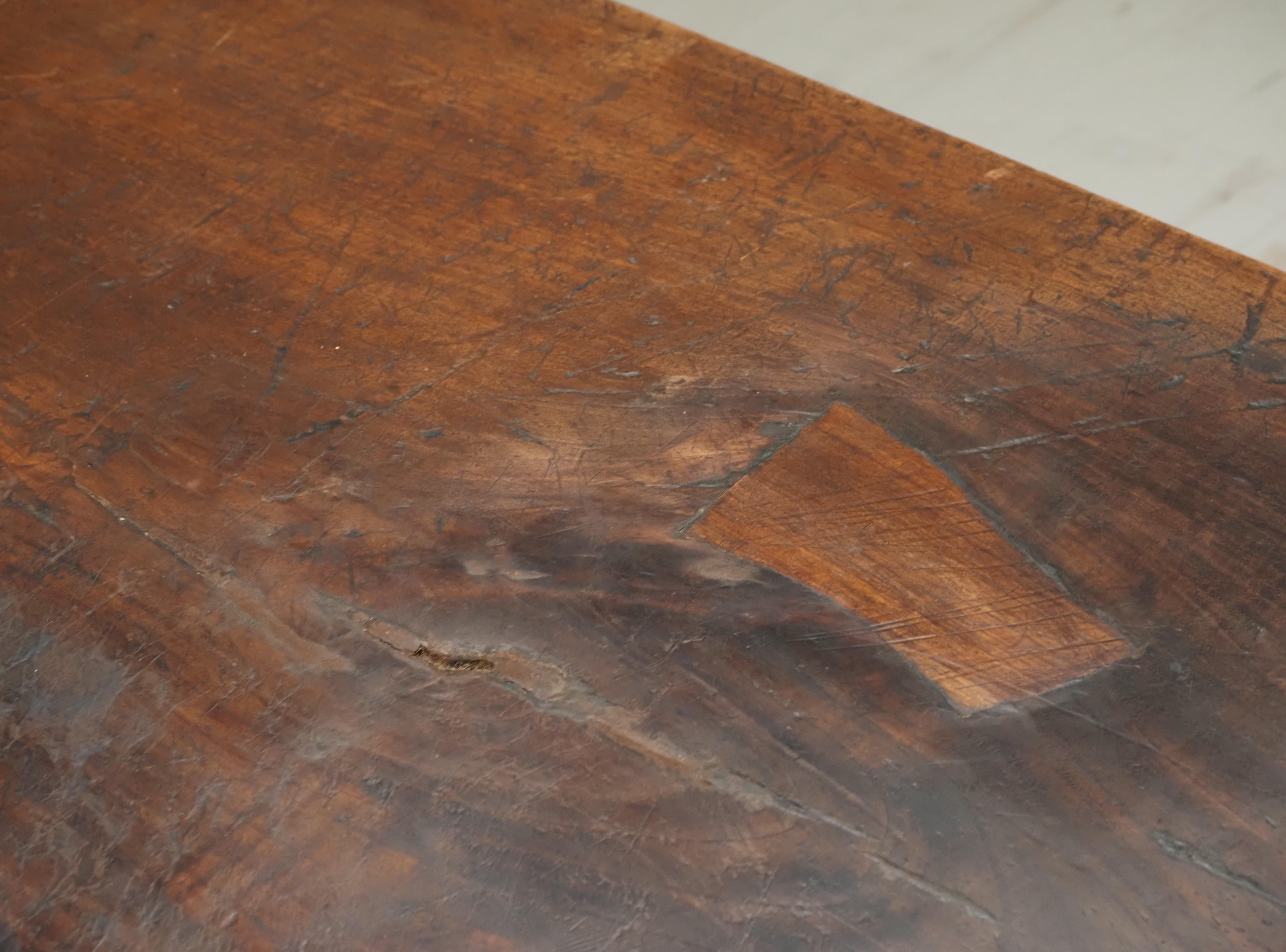 18th Century talian walnut trestle table 5