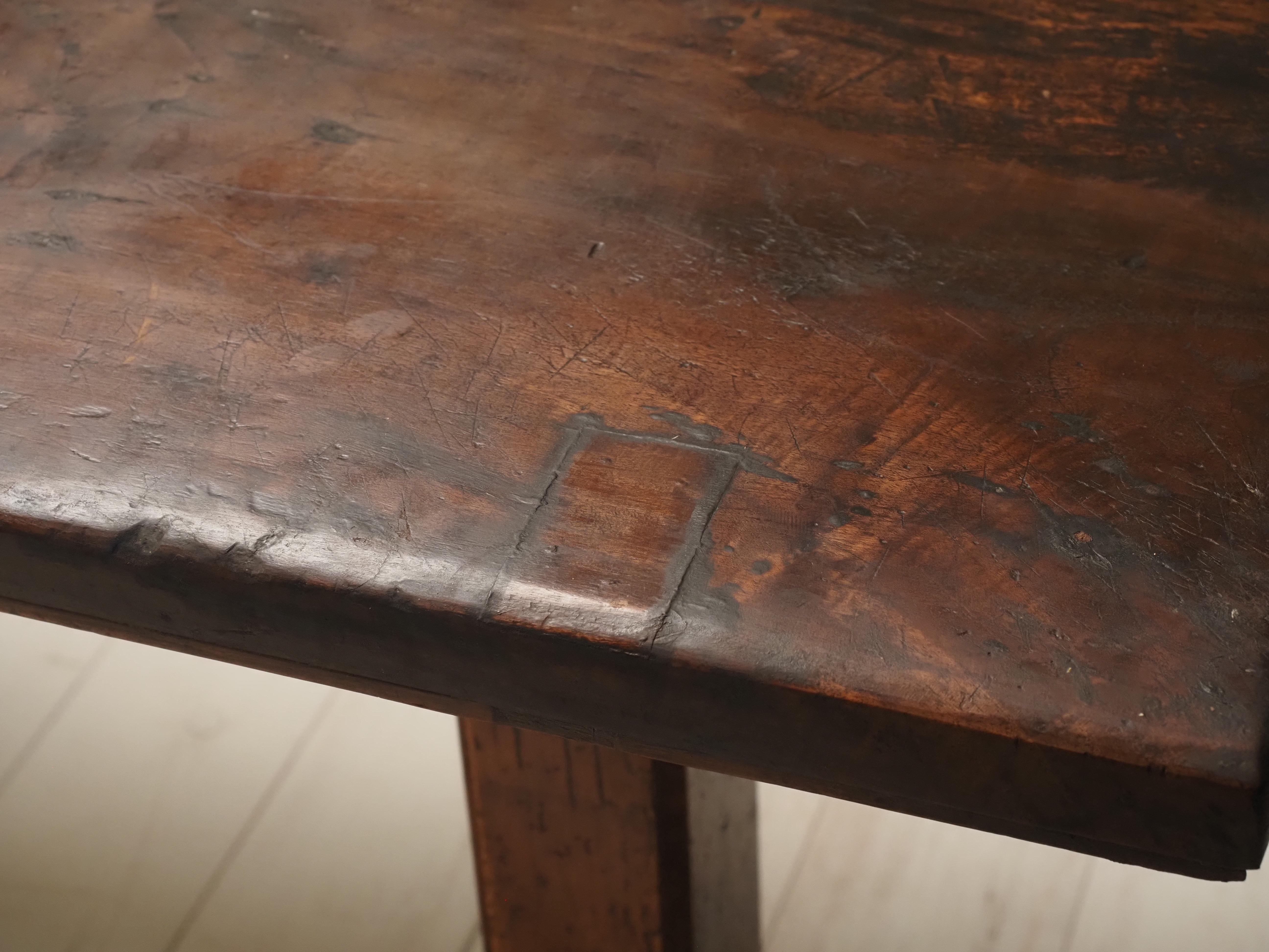 18th Century talian walnut trestle table 6