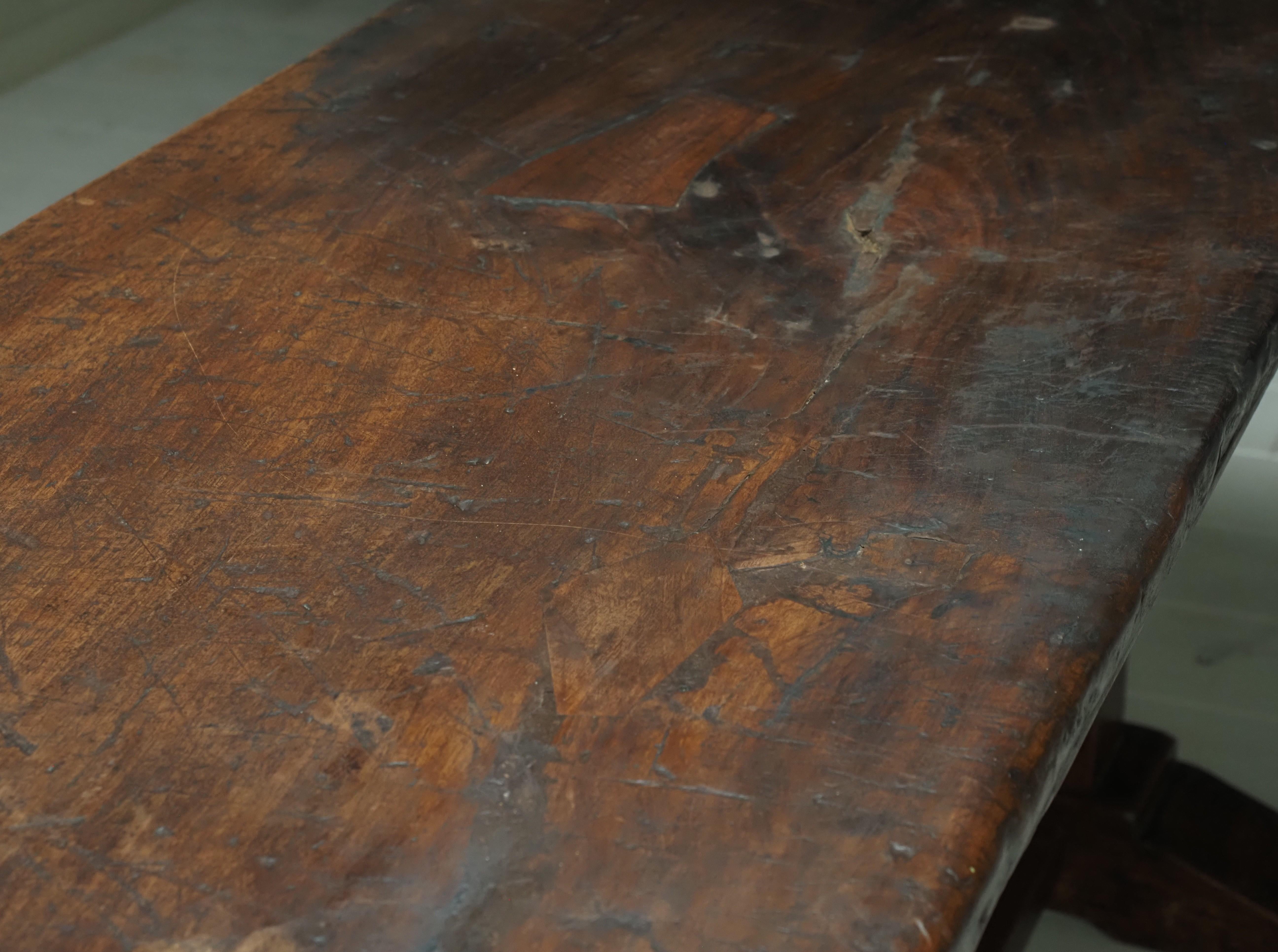 18th Century talian walnut trestle table 7