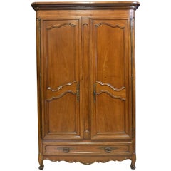 Antique 18th Century Tall French Lyonnaise Louis XV Armoire in Walnut