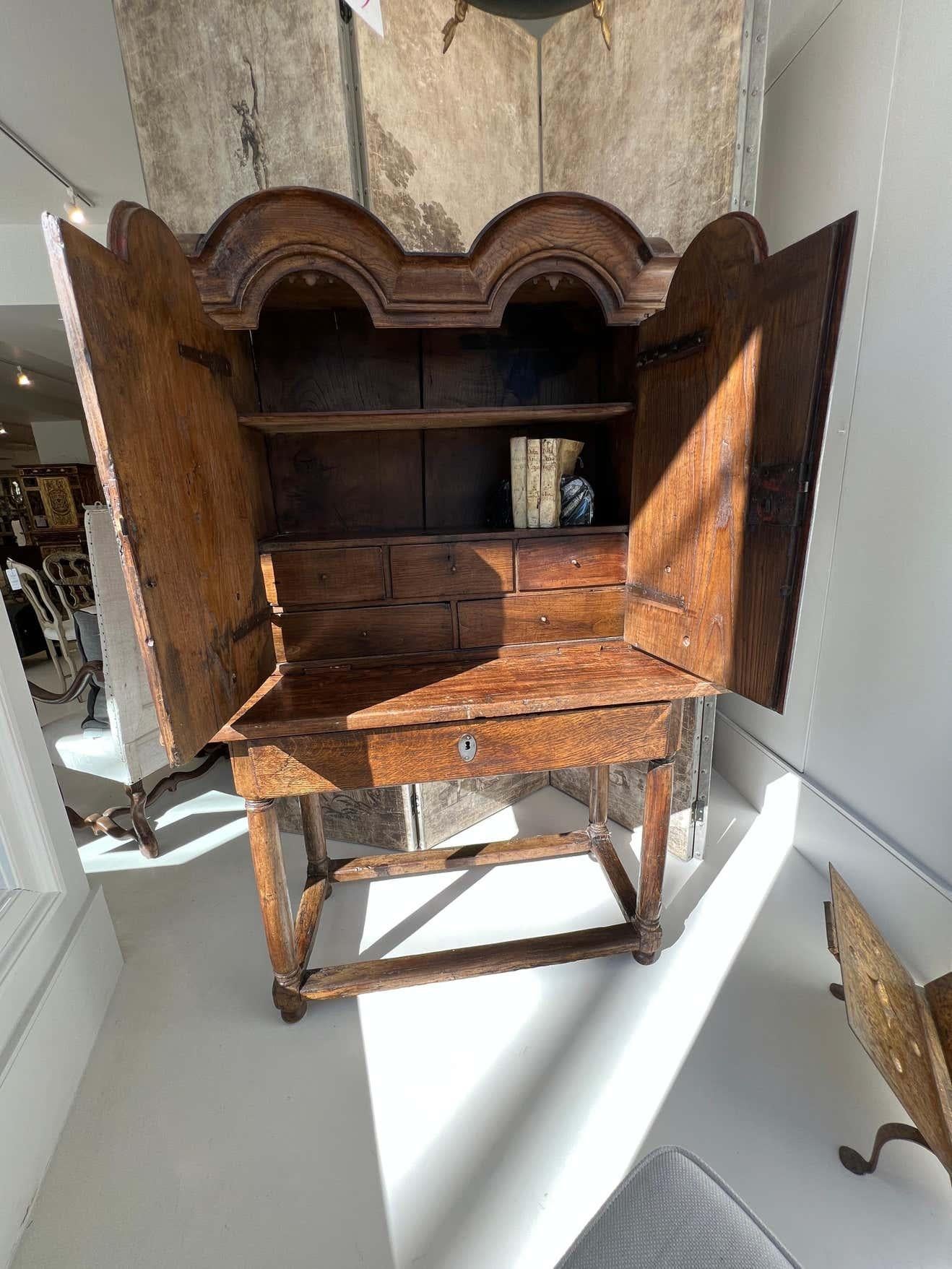 Other 18th Century Tall Italian Secretaire on Stand from Sologne, France