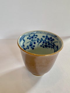 18th Century Cafe au Lait Porcelain Cup with Blue and White Interior