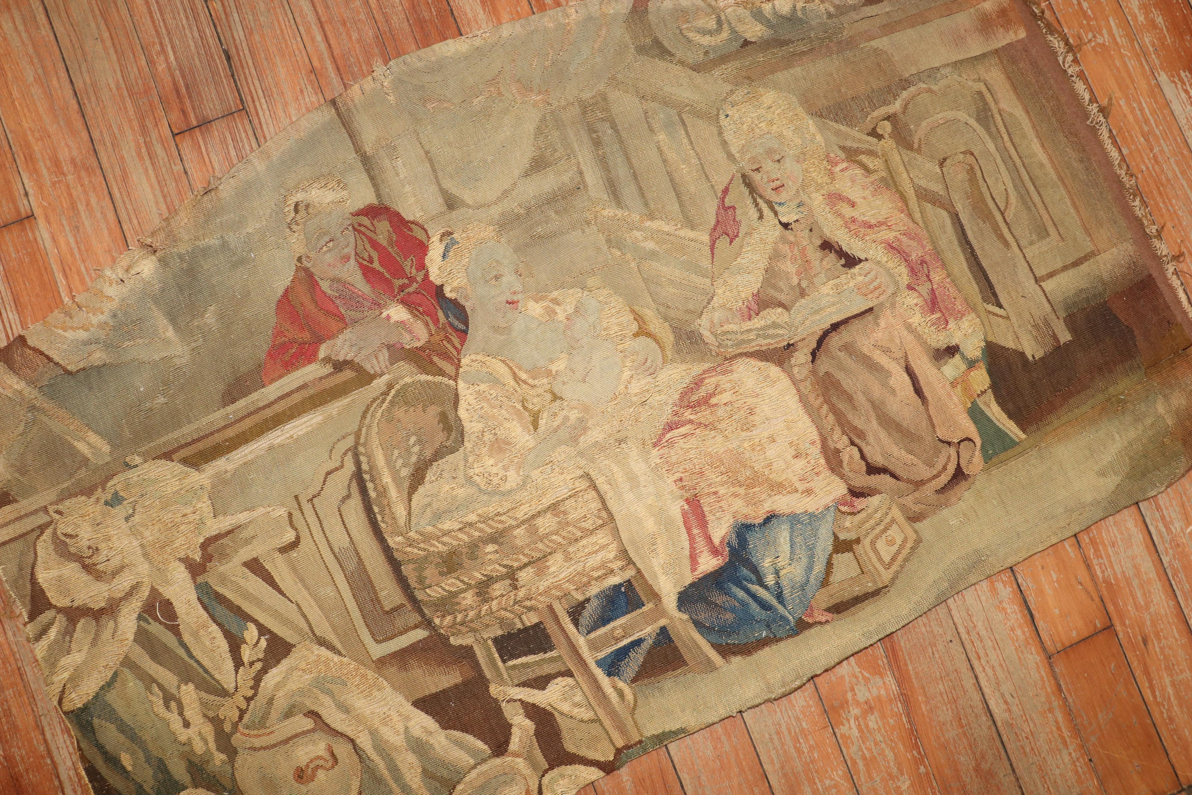 French Provincial 18th Century Tapestry Fragment For Sale
