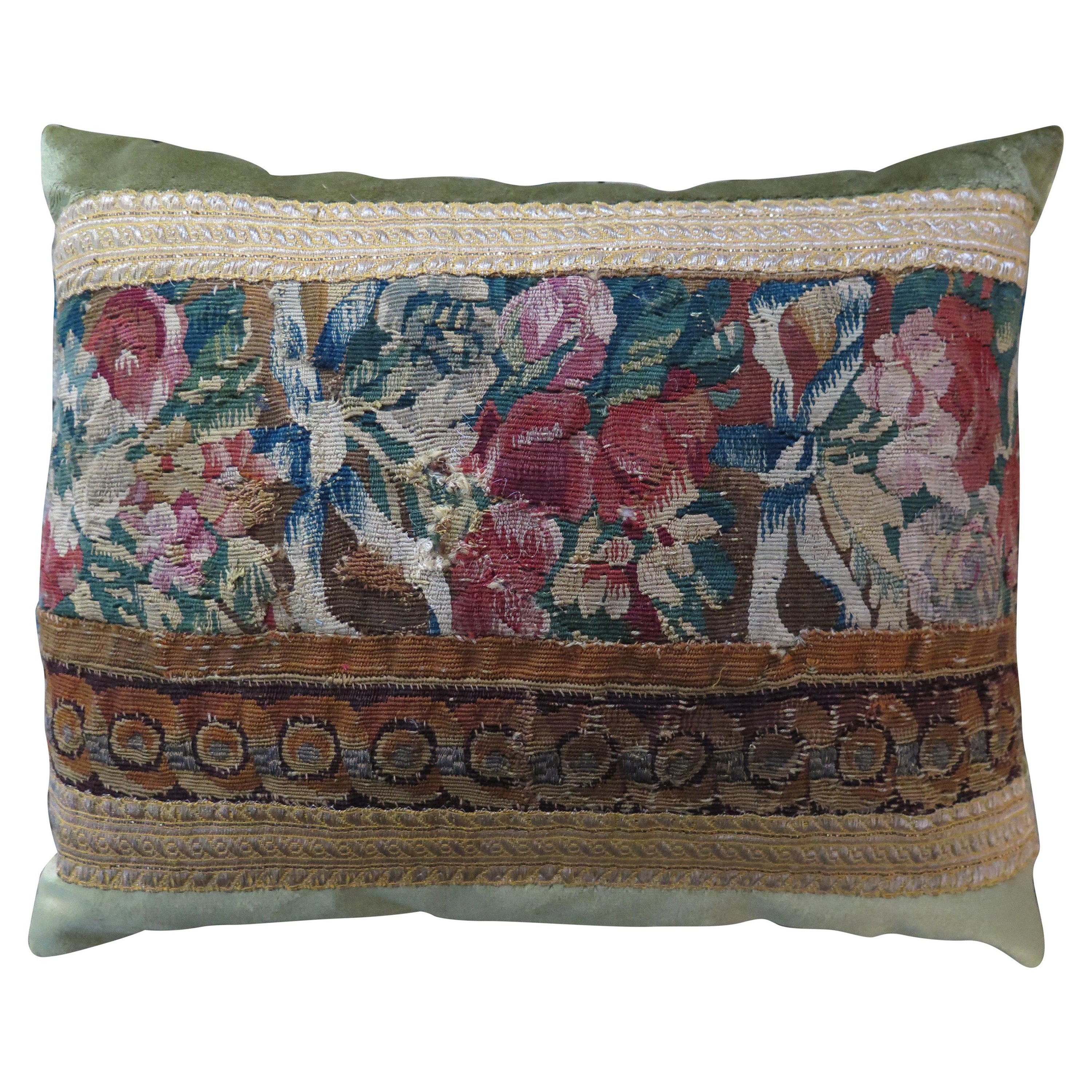 18th Century Tapestry Fragment Pillow For Sale