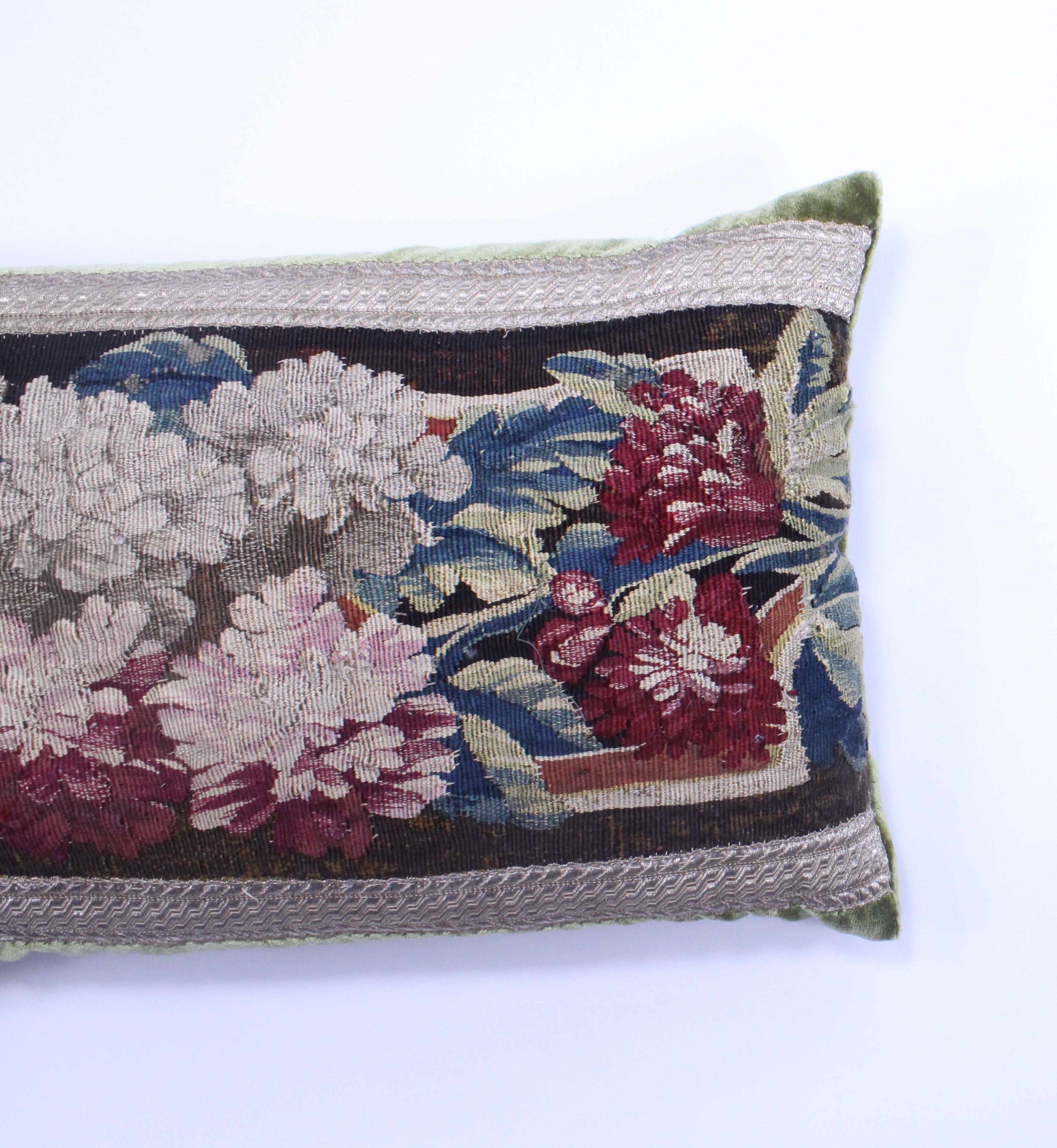 French 18th Century Tapestry Silk Pillow For Sale