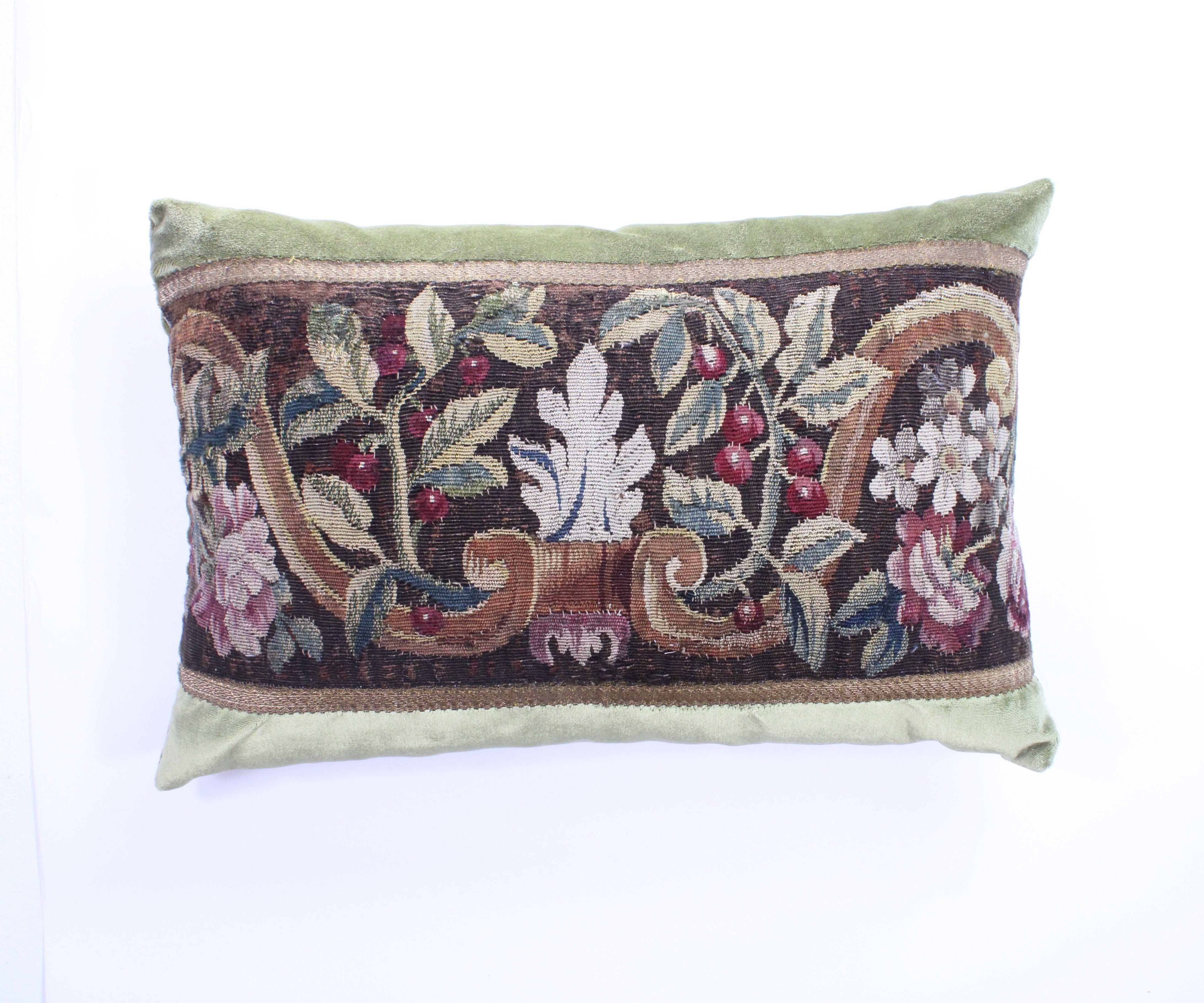 18th Century and Earlier 18th Century Tapestry Silk Pillow For Sale