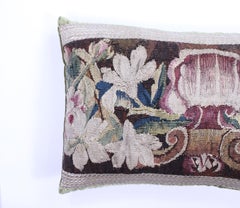 18th Century Tapestry Silk Pillow with Ribbon