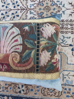 18th Century Tapestry Fragment Silk Velvet Pillow