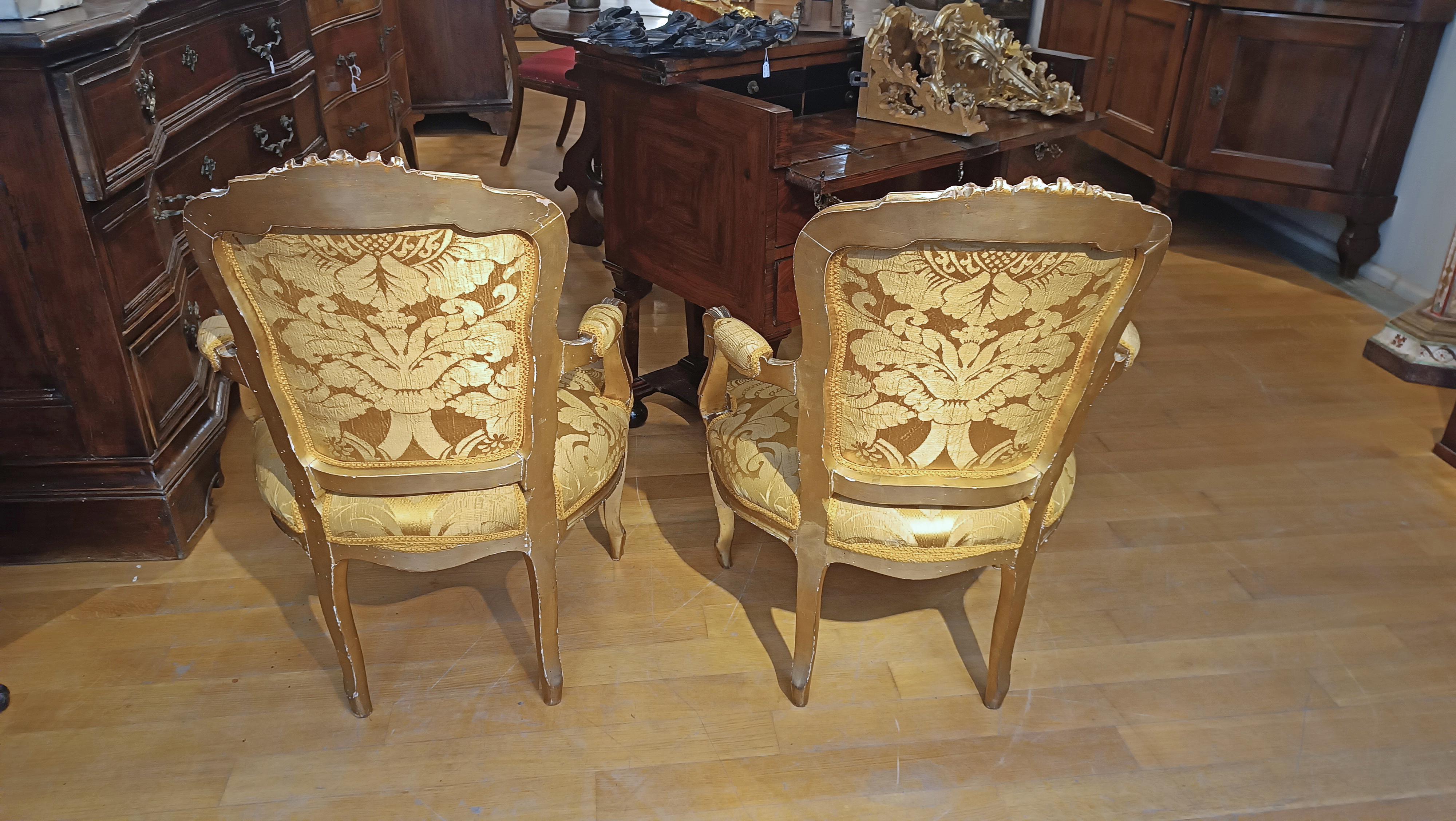 18th CENTURY TASTE'S PAIR OF GOLDEN ARMCHAIRS  For Sale 3
