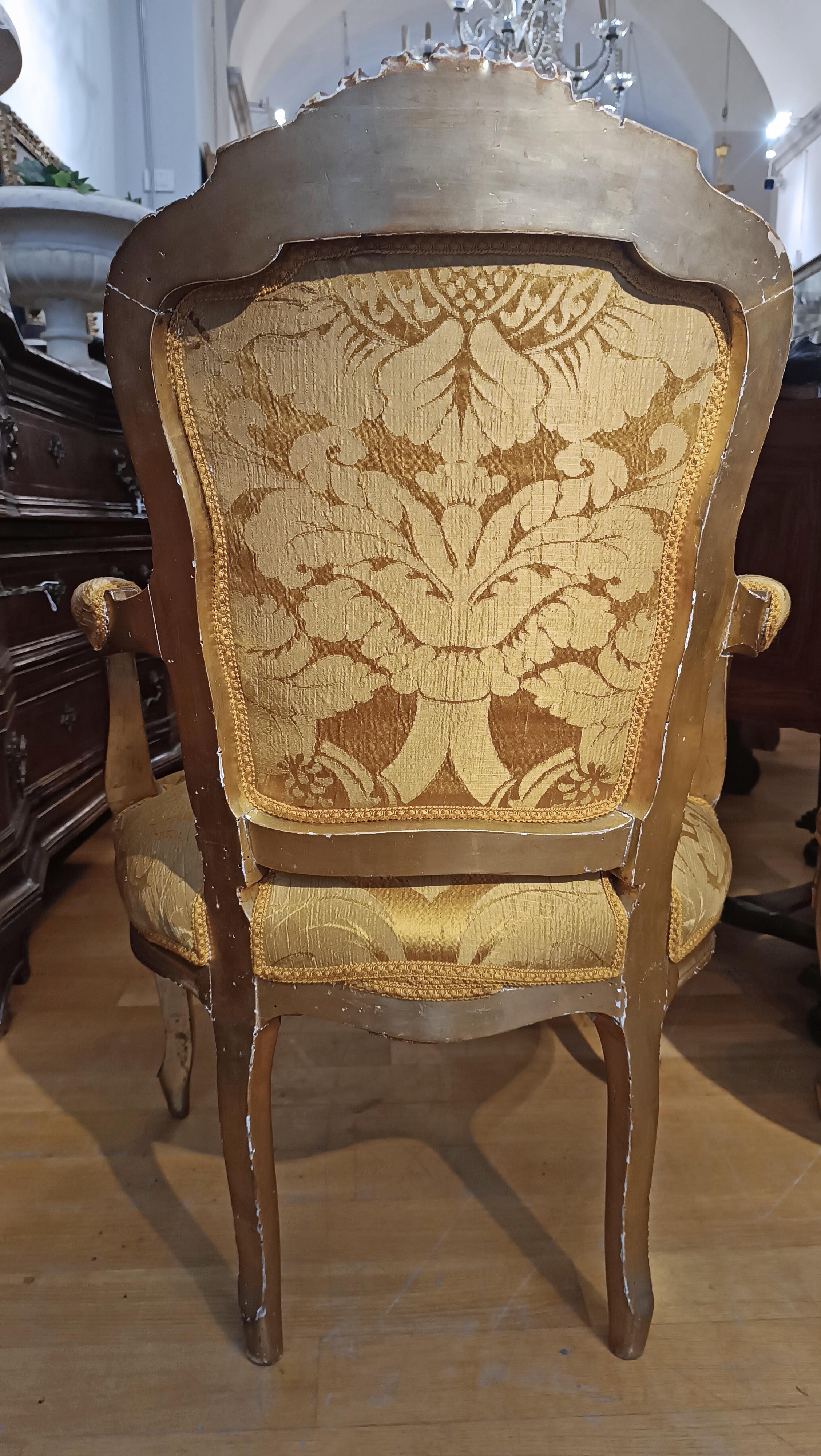 18th CENTURY TASTE'S PAIR OF GOLDEN ARMCHAIRS  For Sale 4