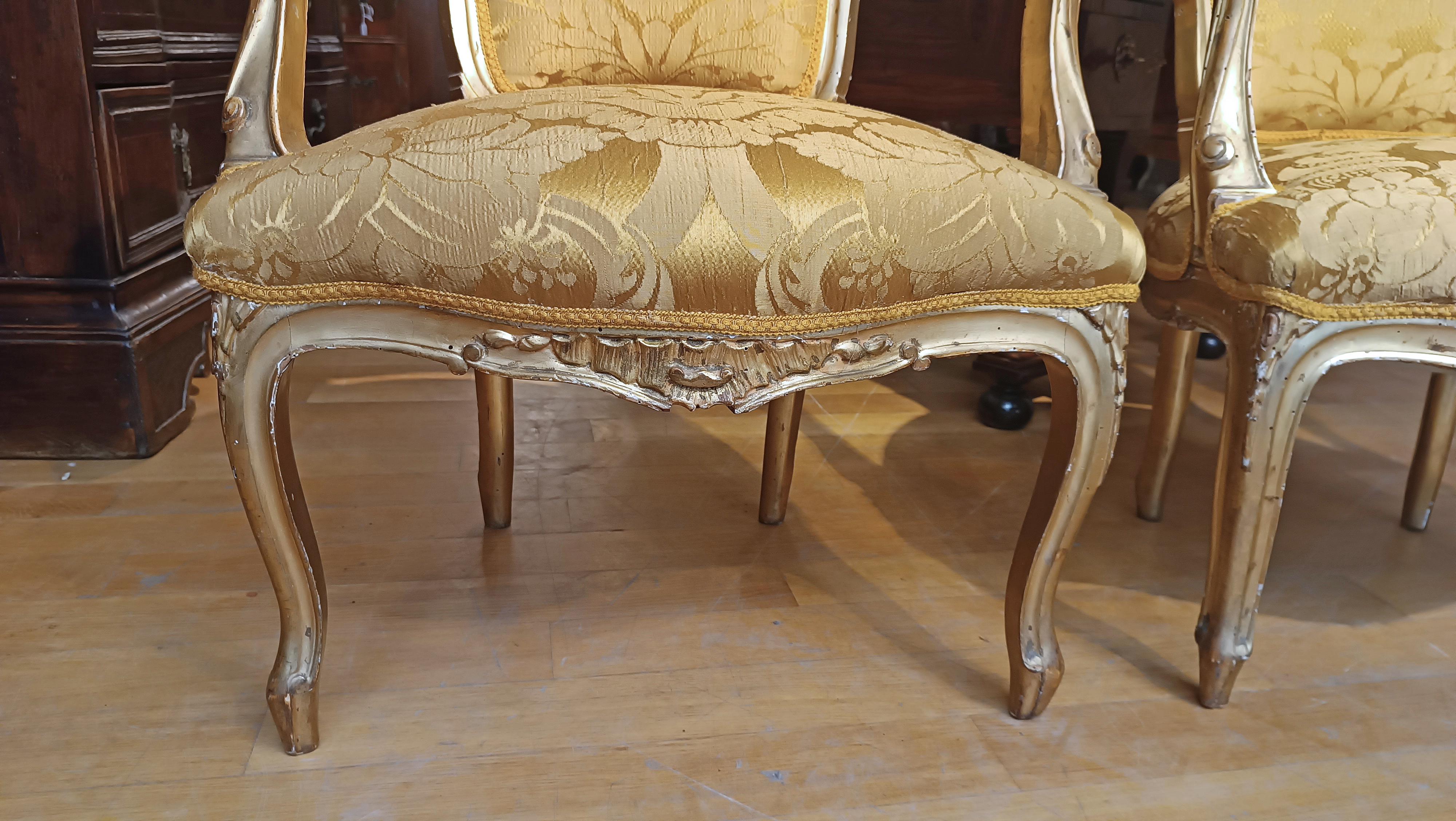 18th CENTURY TASTE'S PAIR OF GOLDEN ARMCHAIRS  For Sale 1