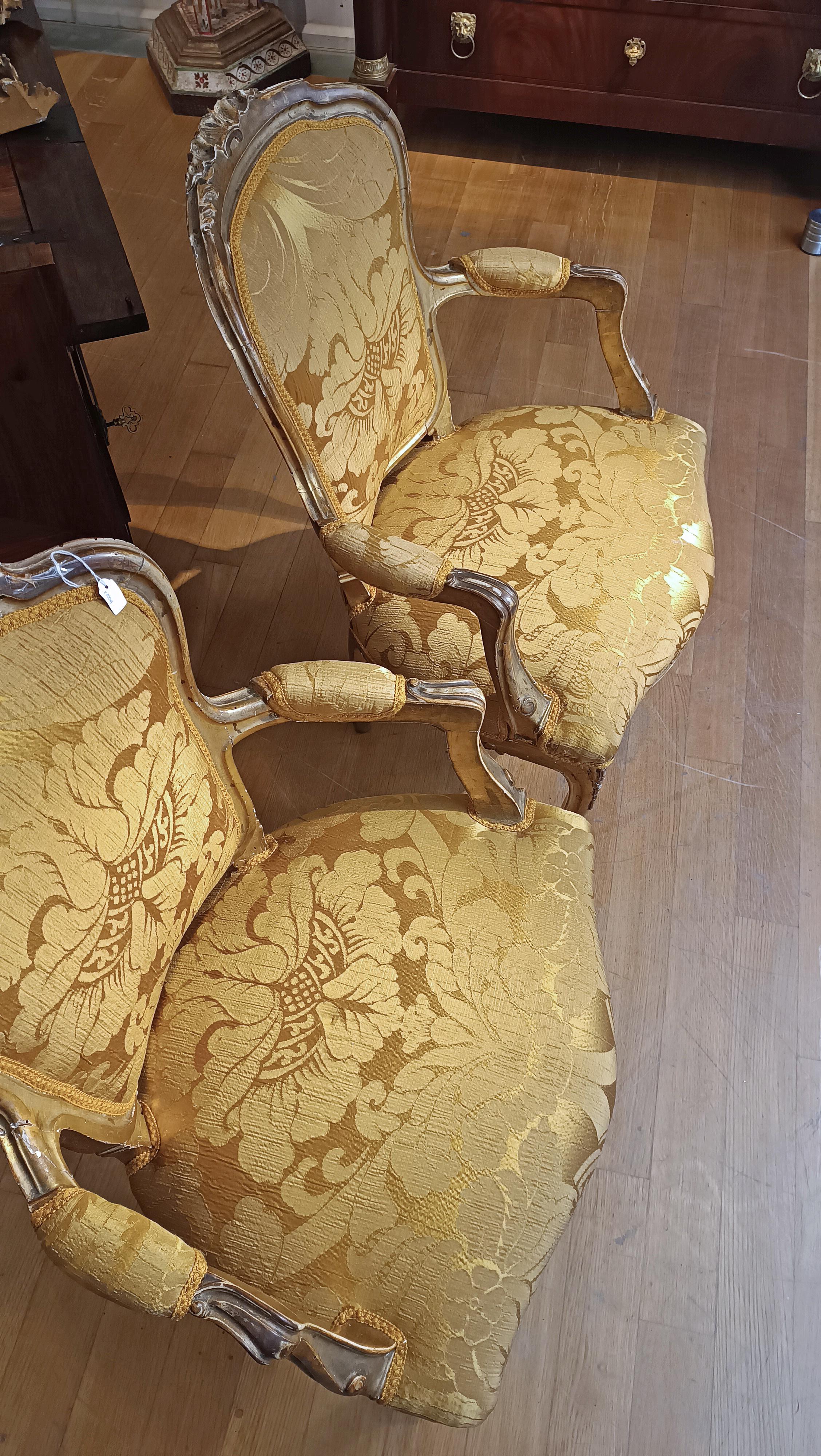 18th CENTURY TASTE'S PAIR OF GOLDEN ARMCHAIRS  For Sale 2