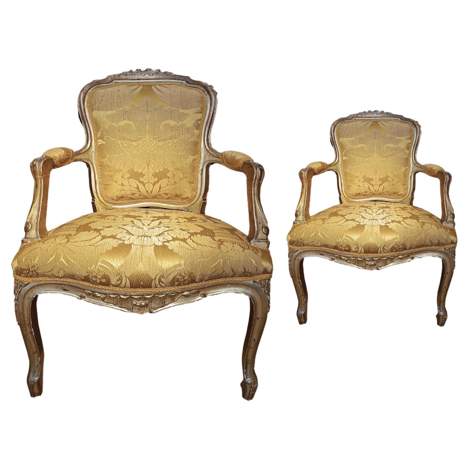 18th CENTURY TASTE'S PAIR OF GOLDEN ARMCHAIRS  For Sale