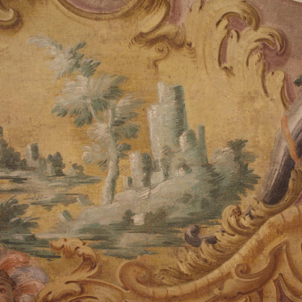 18th Century Tempera on Canvas Italian Antique Landscape Painting, 1780 6