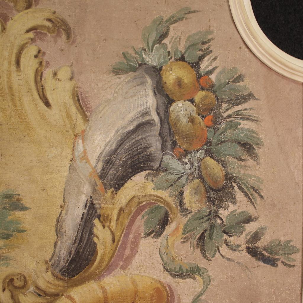 18th Century Tempera on Canvas Italian Antique Painting Landscape, 1770 8