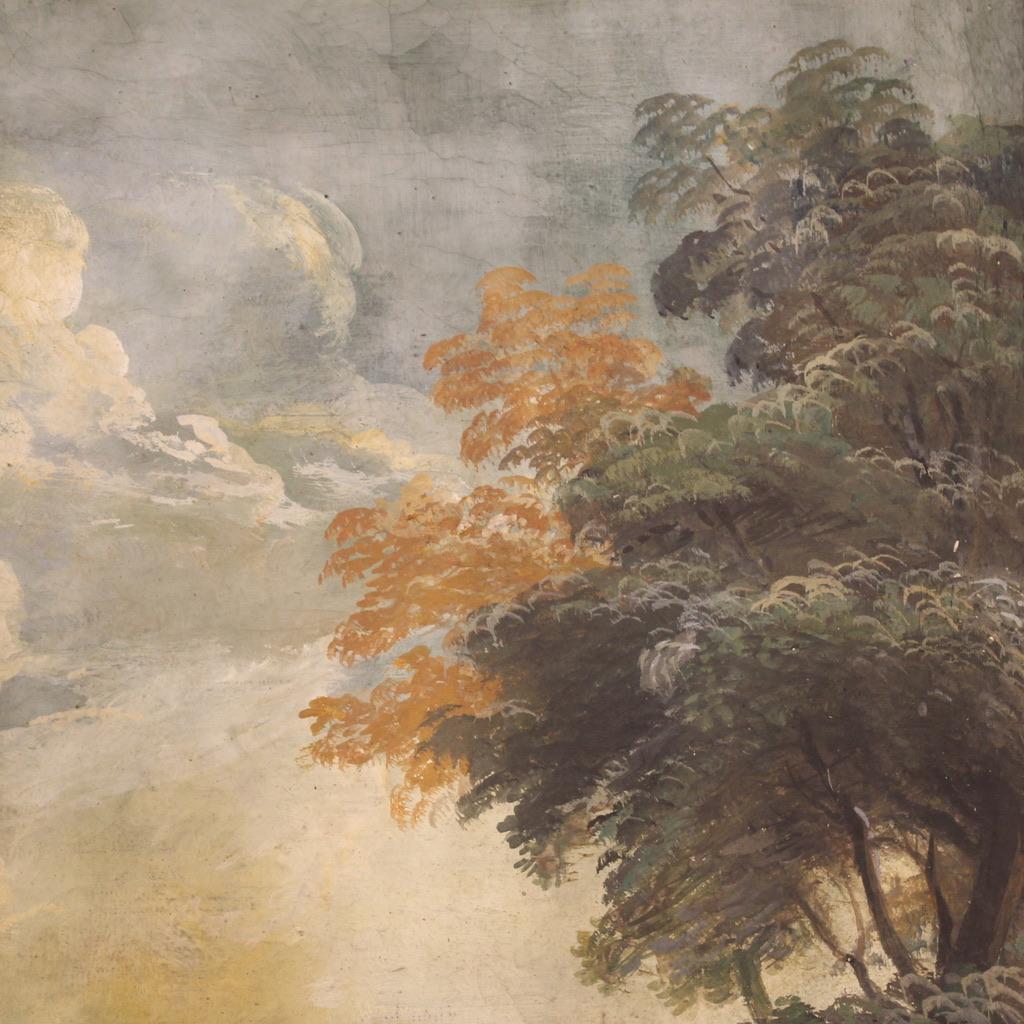 Tempera sur papier italienne de paysage ancien du 18ème siècle, 1780 en vente 4