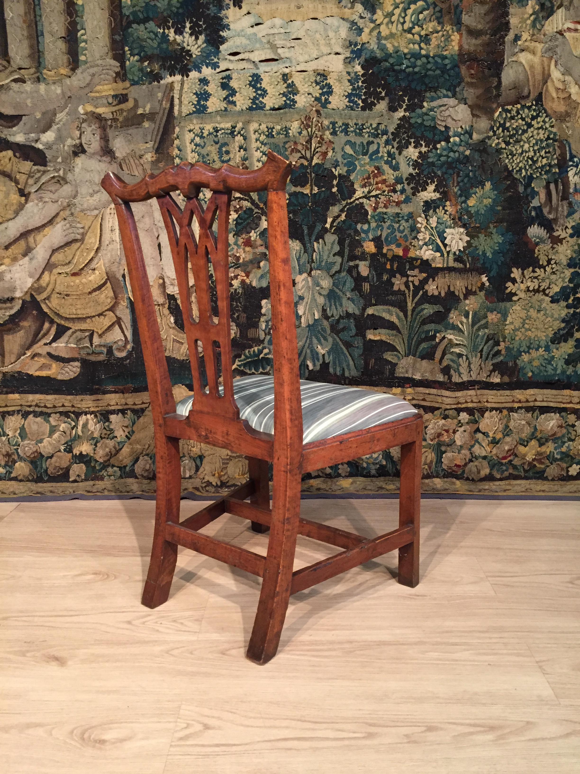 Hand-Carved 18th Century Ten Italian Carved Walnut Wood Chairs