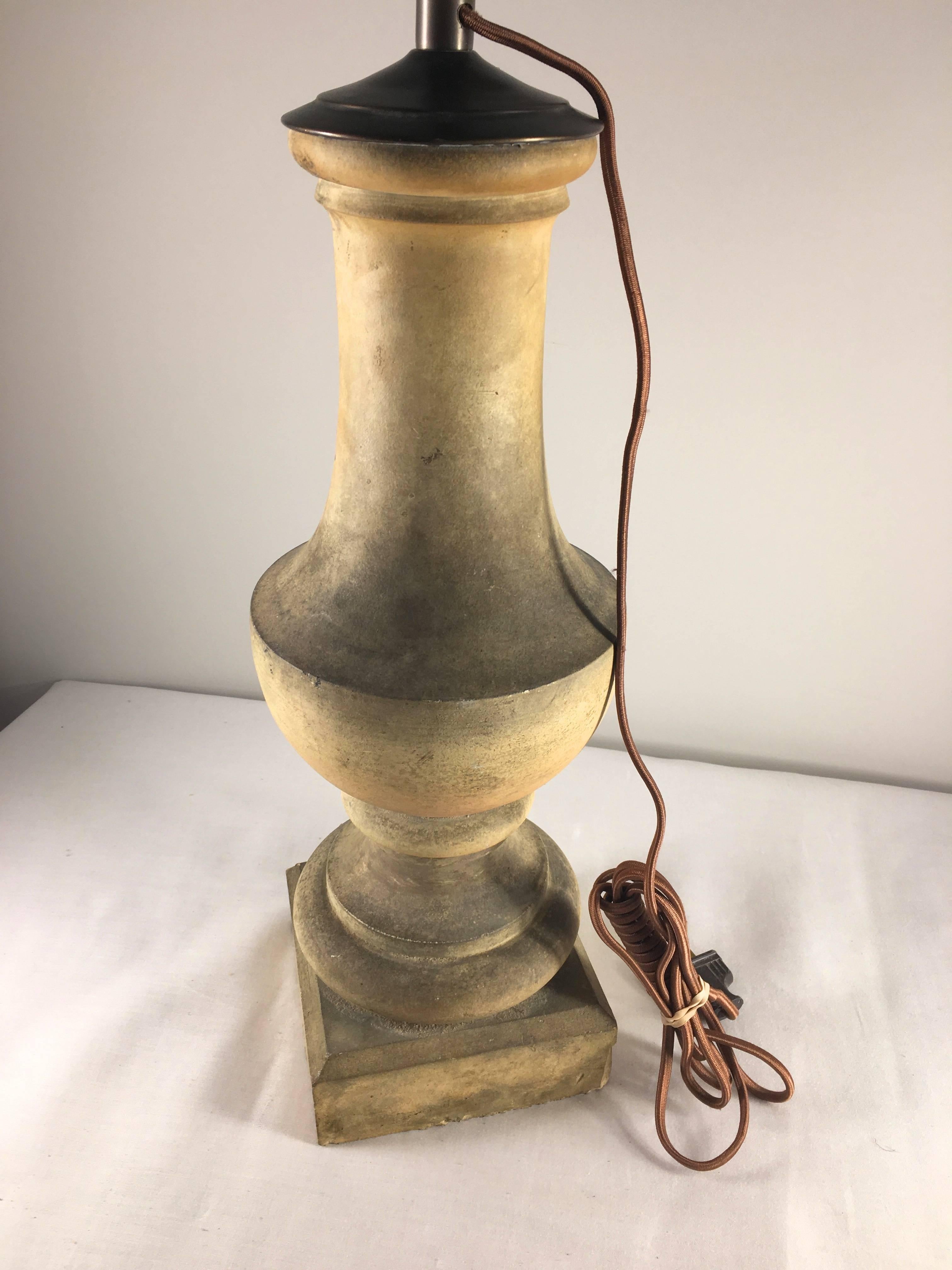 French 18th Century Terracotta Baluster Mounted as a Lamp