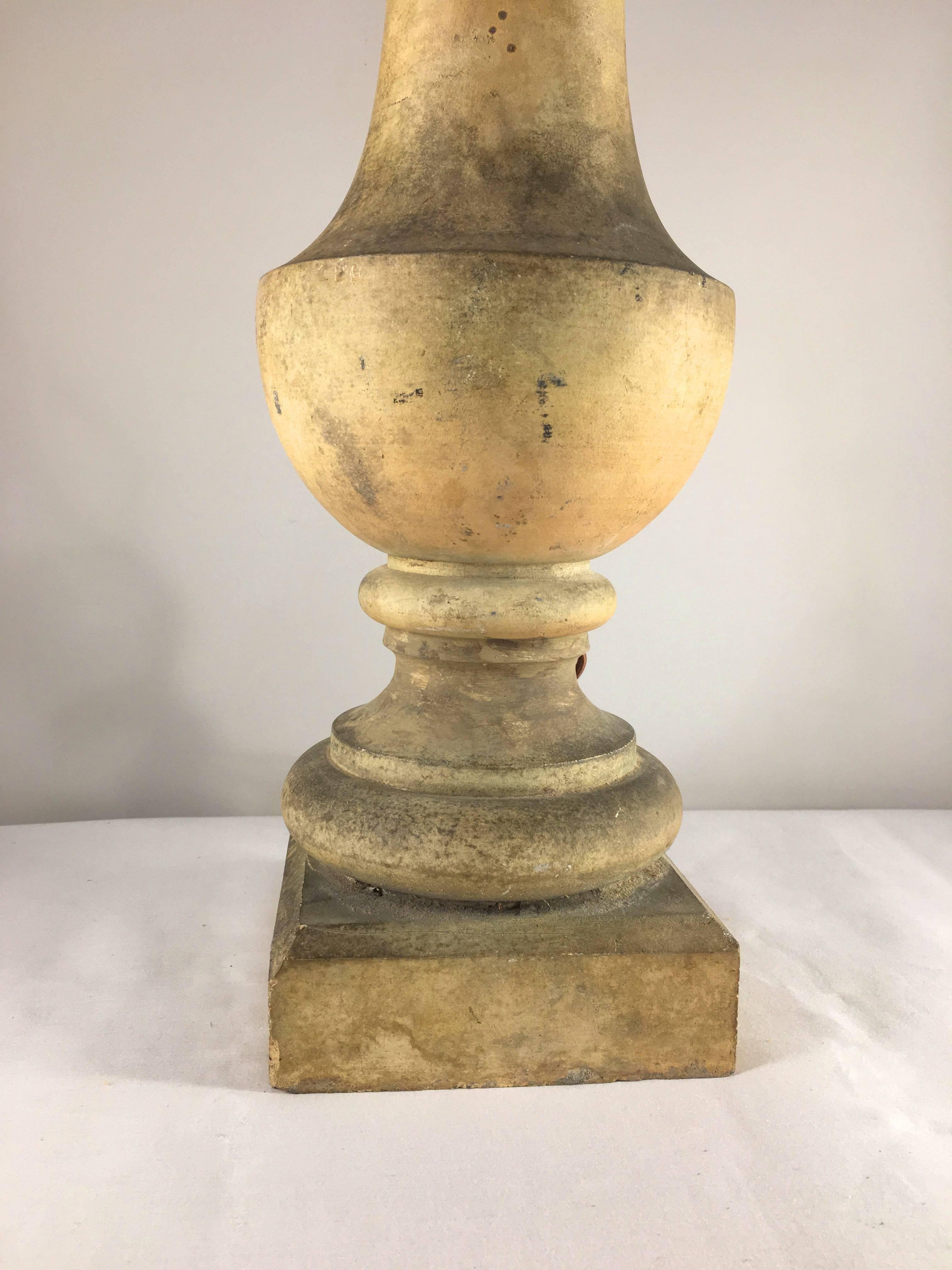 18th Century Terracotta Baluster Mounted as a Lamp In Excellent Condition In Doylestown, PA