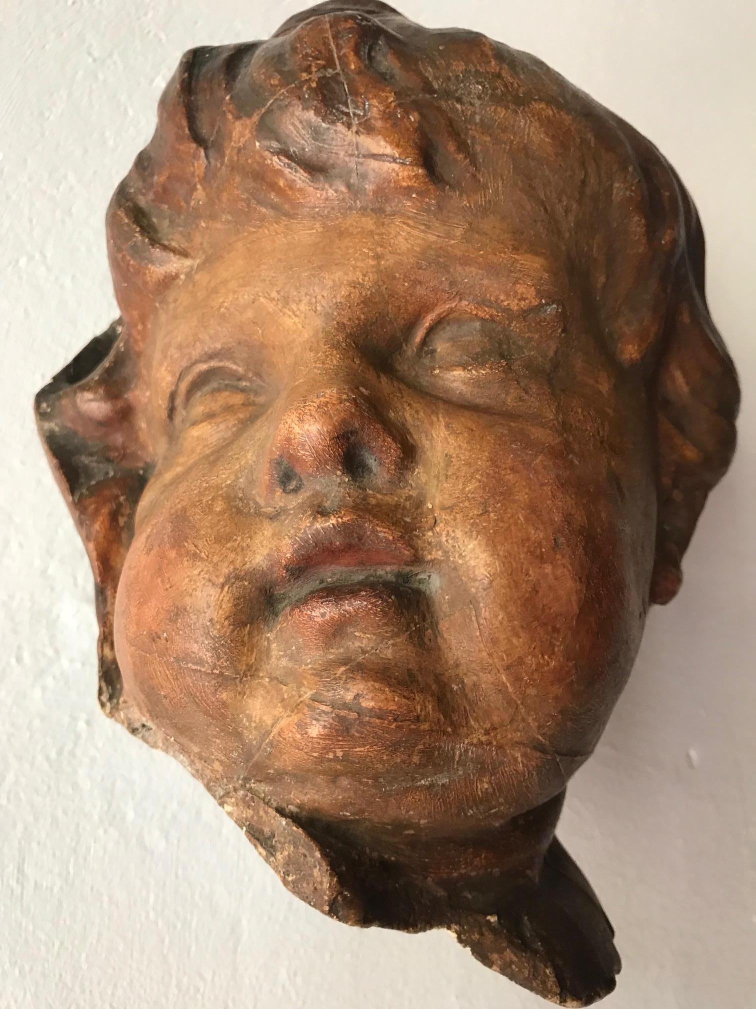 Baroque 19th Century Plaster cast Cherub Head For Sale