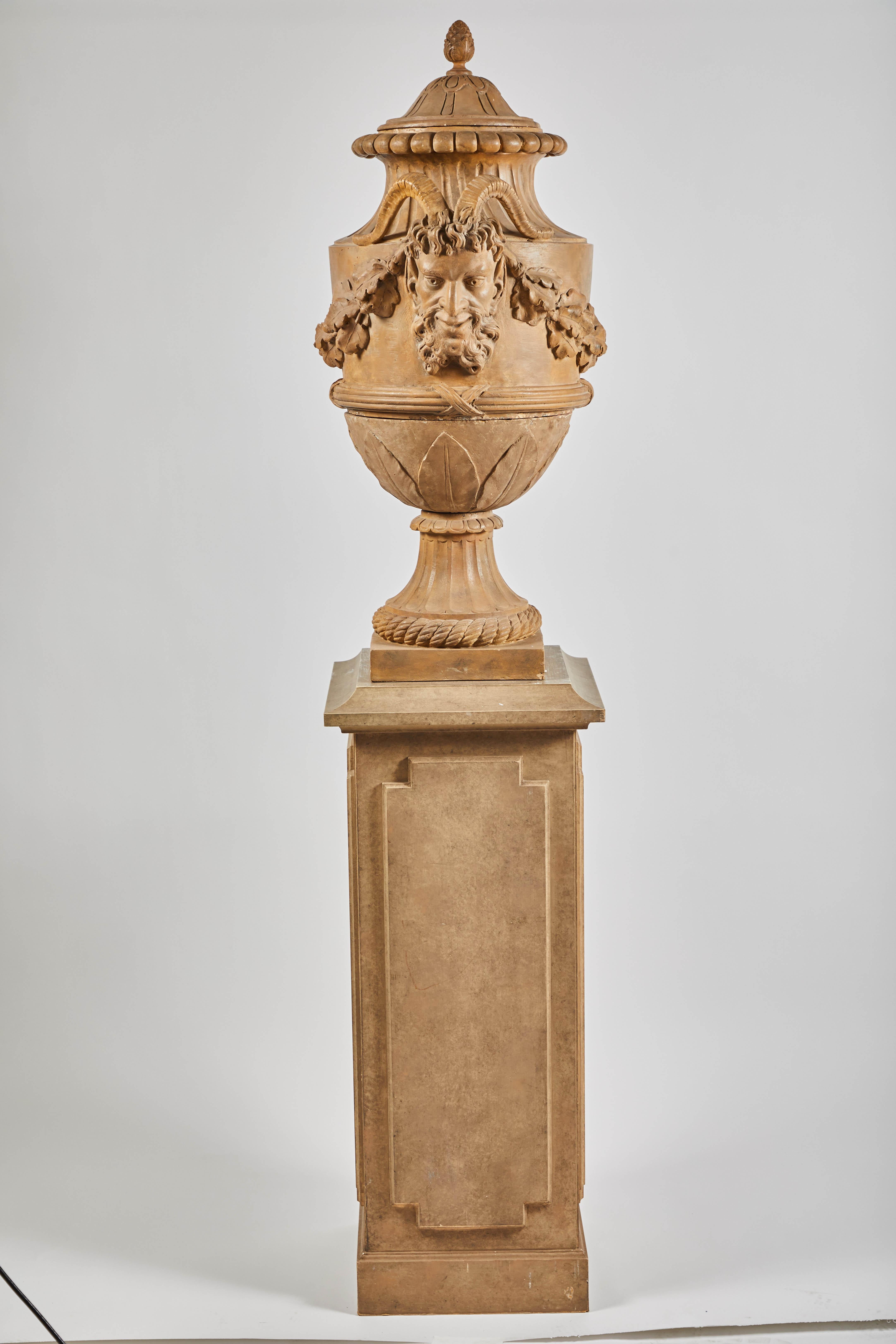 18th Century Terracotta Urns on Pedestals from the Collection of Karl Lagerfeld For Sale 6