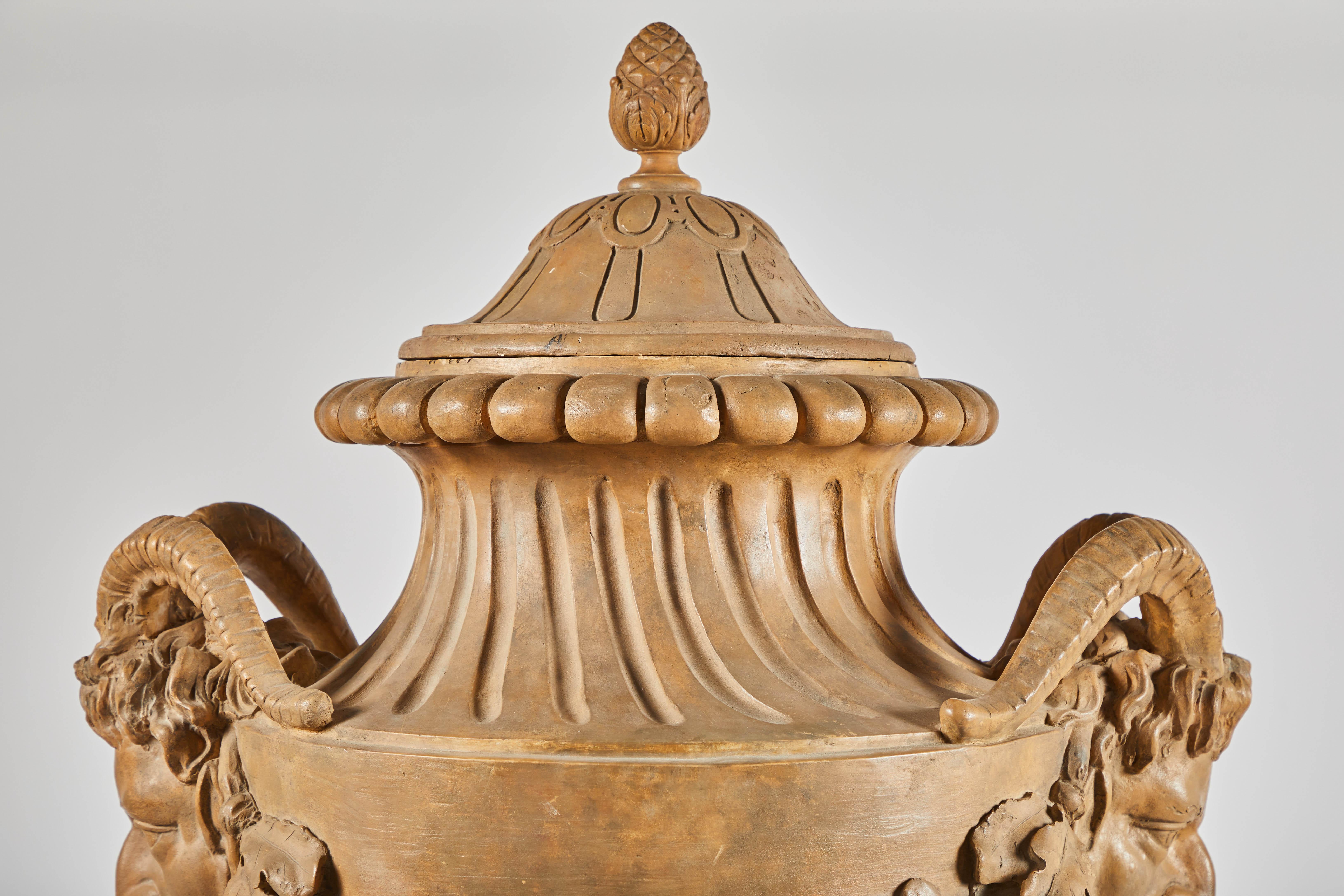 18th Century Terracotta Urns on Pedestals from the Collection of Karl Lagerfeld For Sale 1