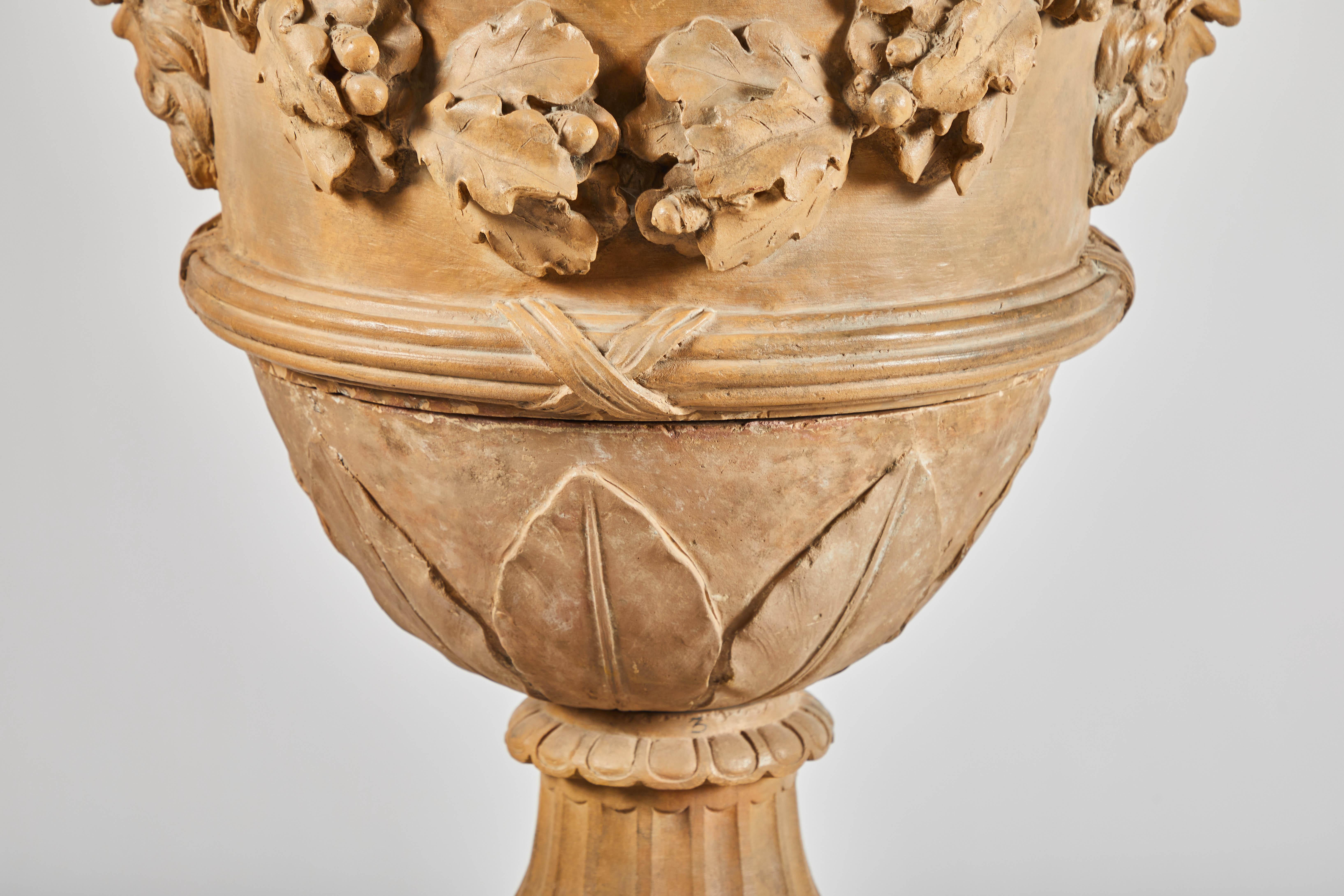 18th Century Terracotta Urns on Pedestals from the Collection of Karl Lagerfeld For Sale 2
