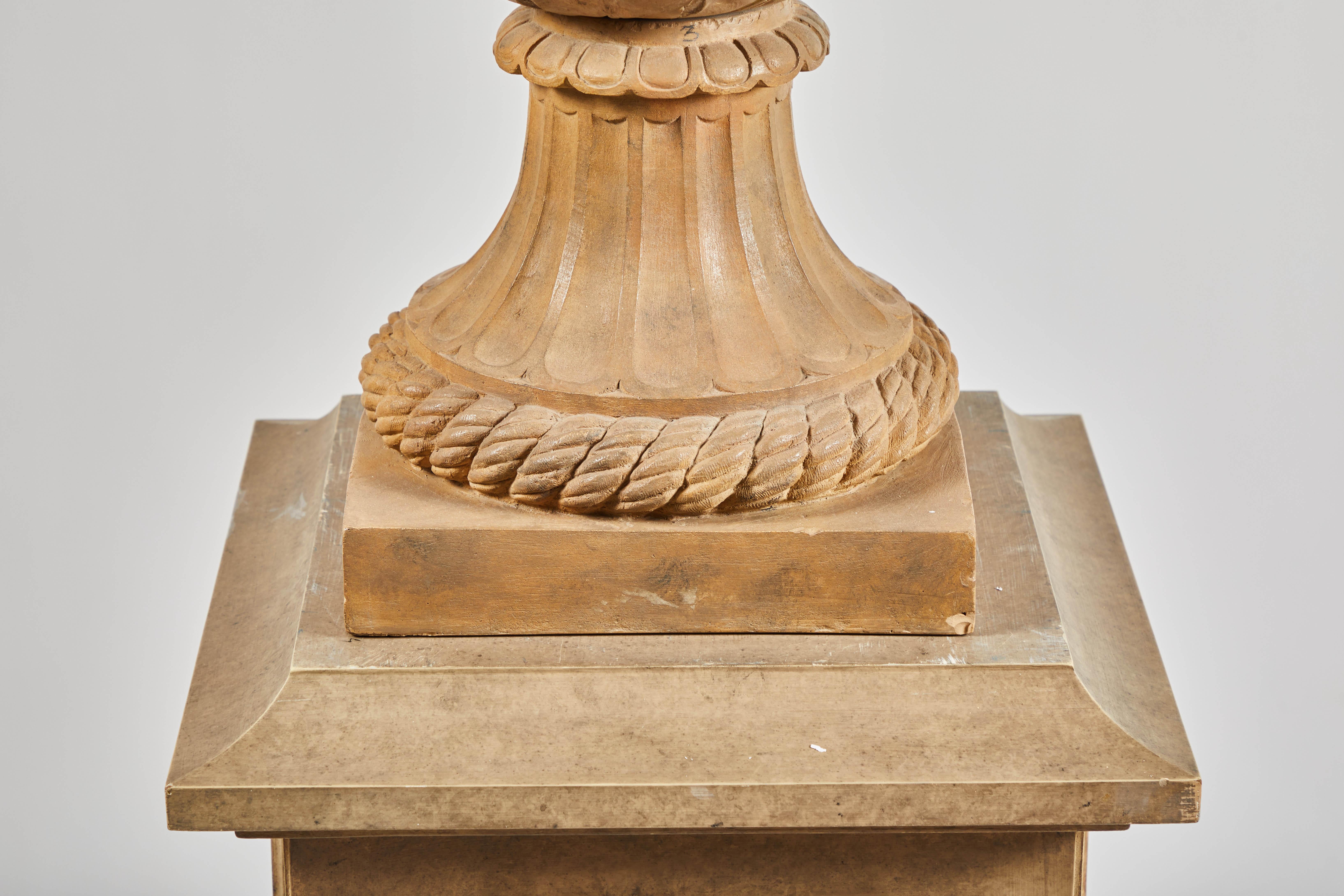 18th Century Terracotta Urns on Pedestals from the Collection of Karl Lagerfeld For Sale 3