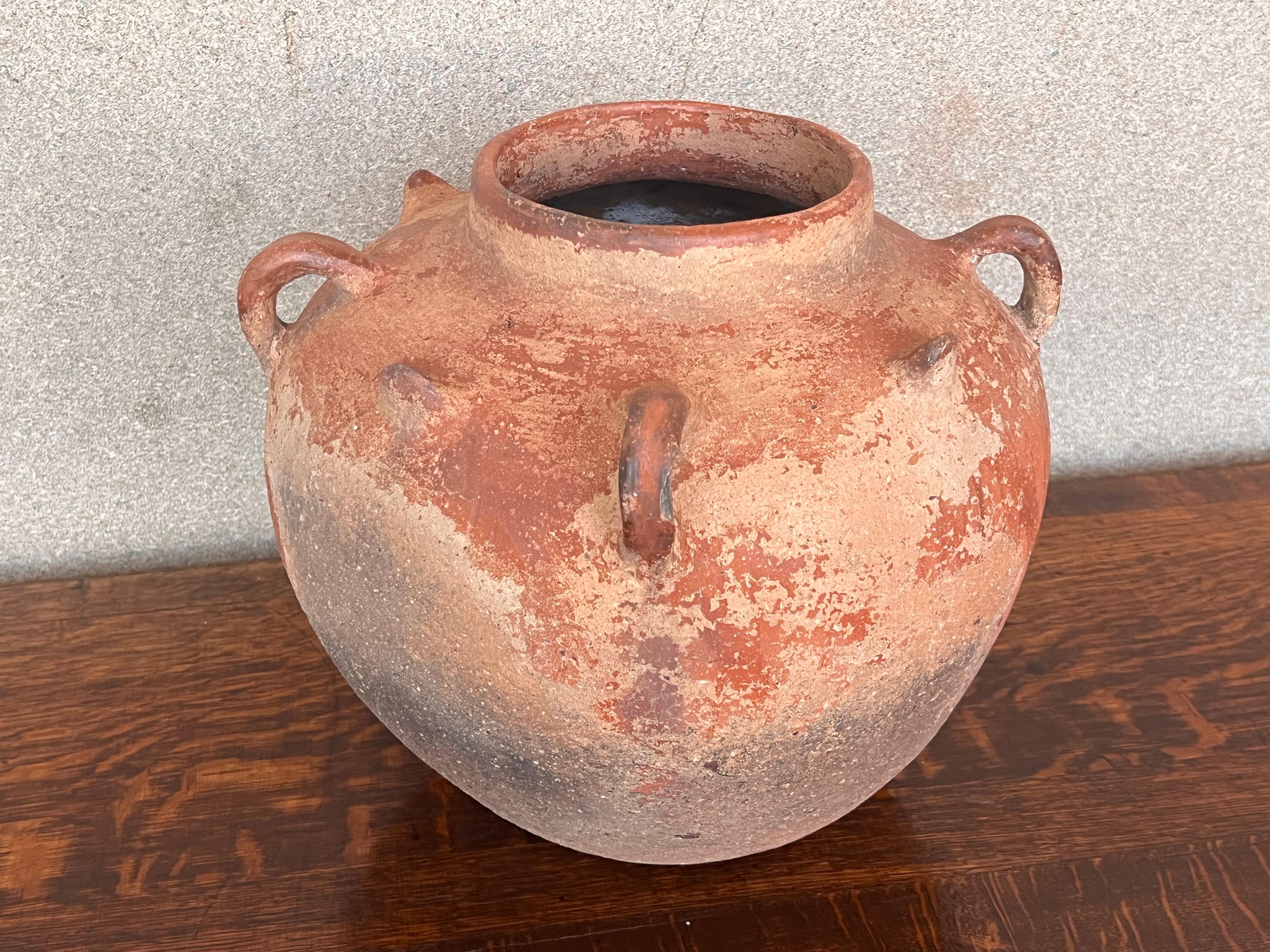 18th Century and Earlier 18th Century Terracotta Vessel, Vase, Planter with Four Handles For Sale