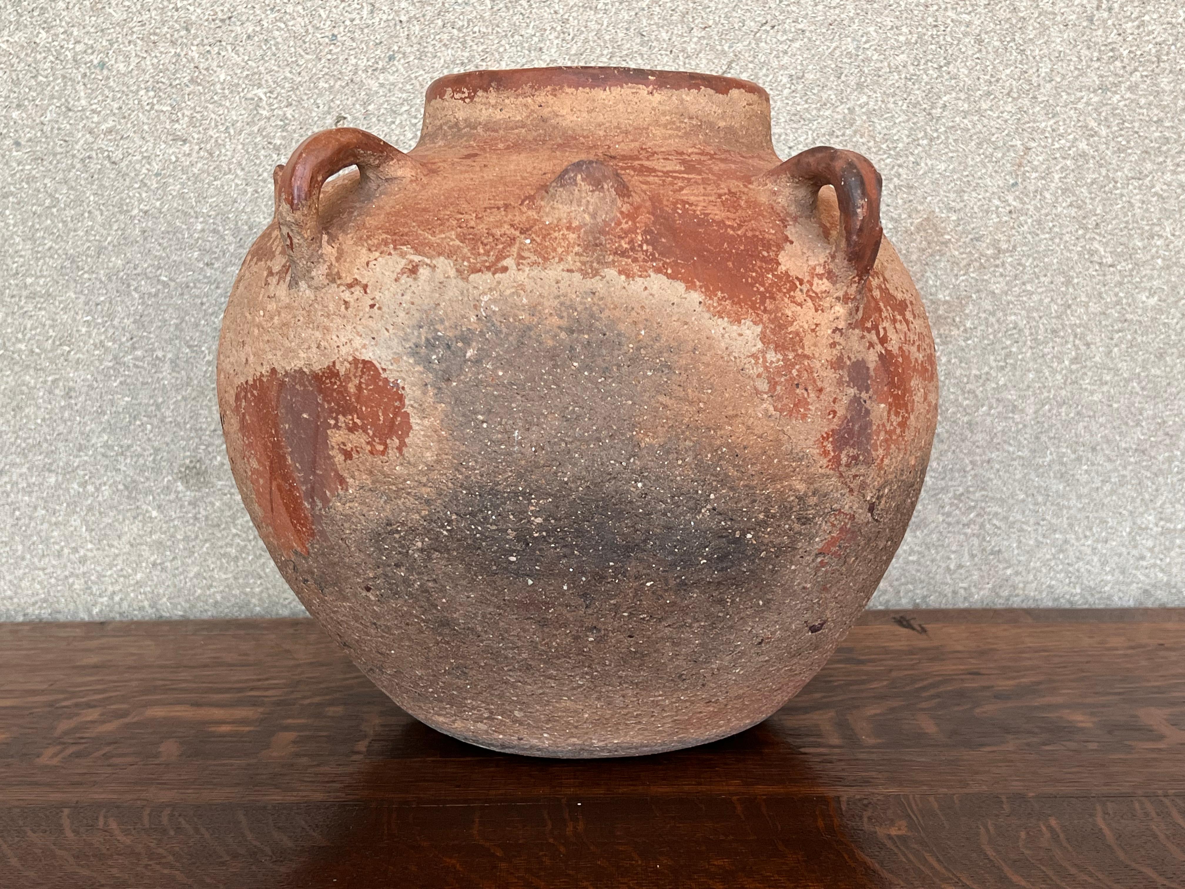 18th Century Terracotta Vessel, Vase, Planter with Four Handles For Sale 1