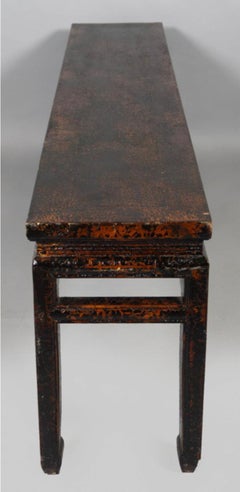 Mid-18th Century Chinoiserie Textured Lacquer Wood Long Bench