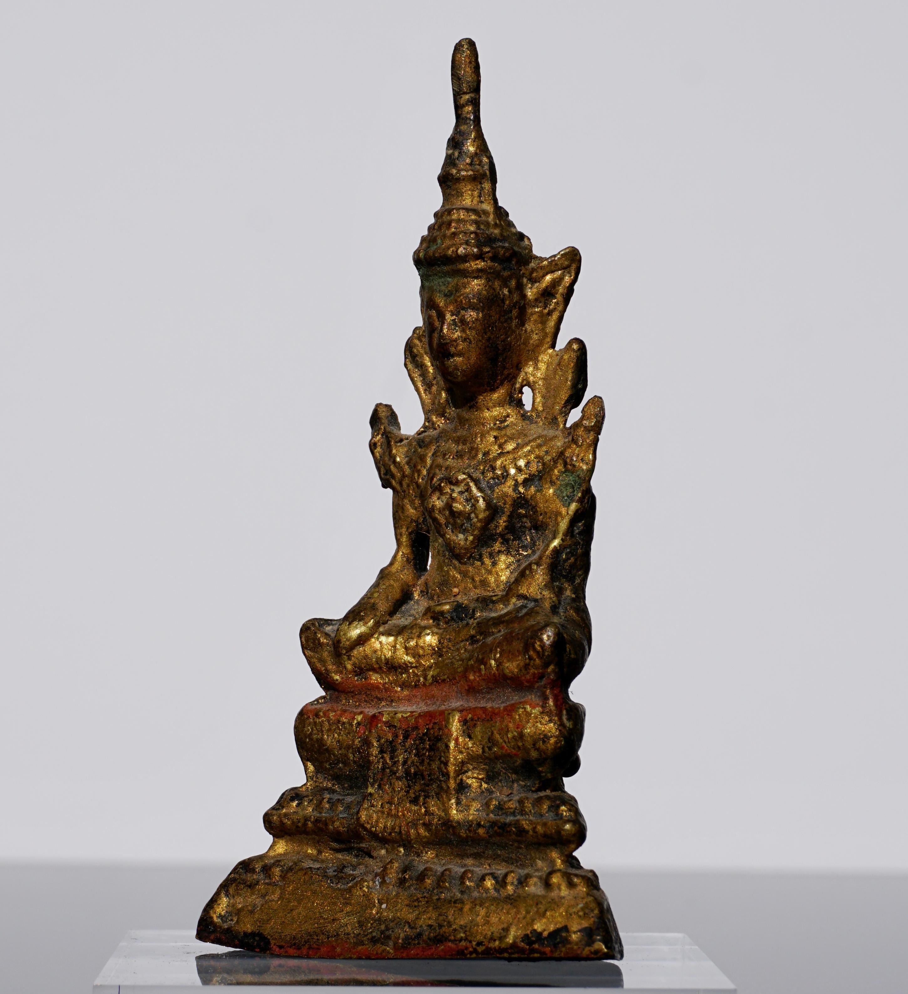 Agra 18th Century Thai Gilt Bronze Buddha Statue