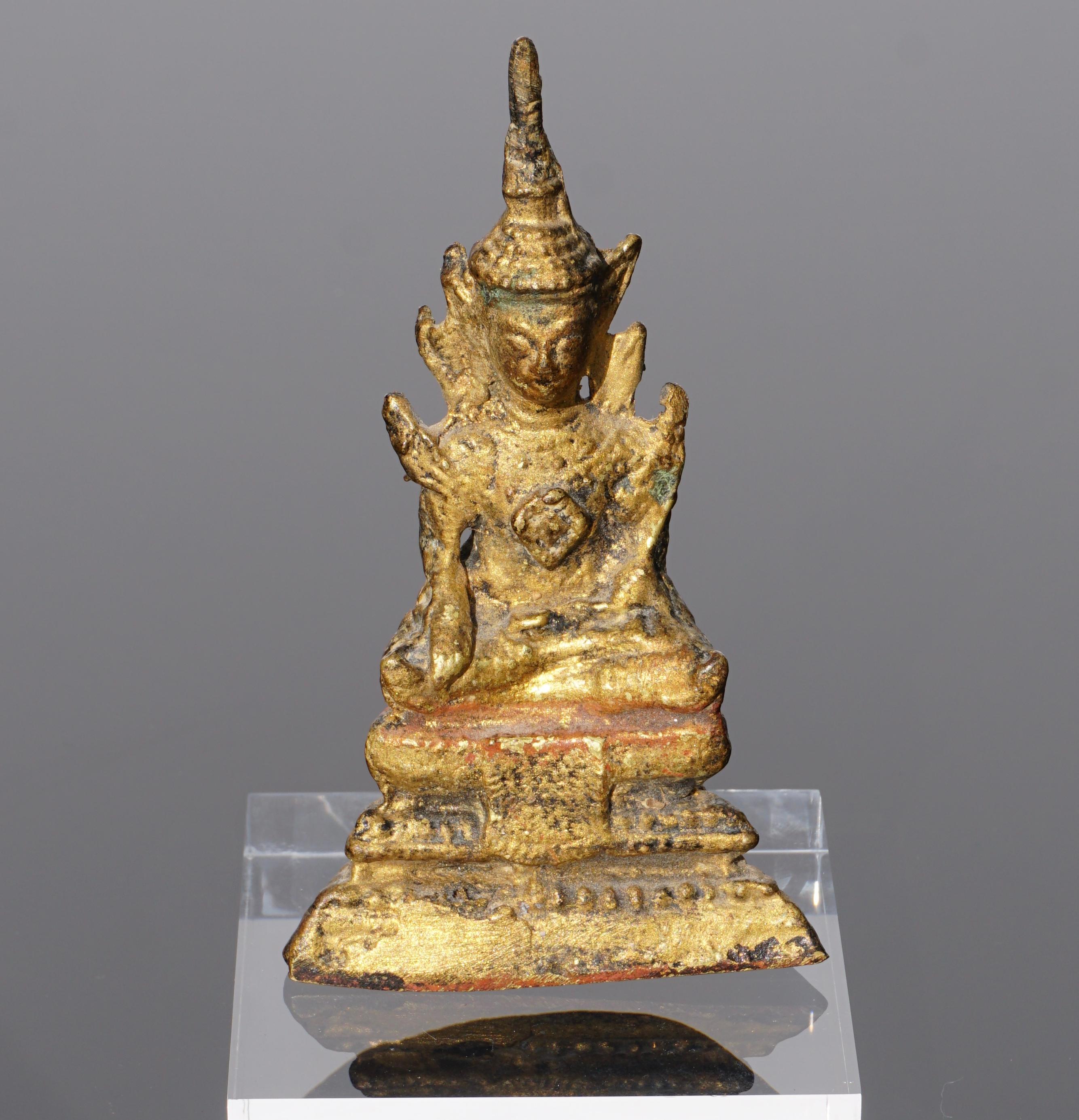 18th Century Thai Gilt Bronze Buddha Statue 1