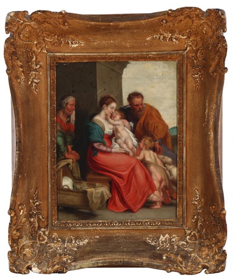 Belgian 18th Century the Holy Family, Unsigned, Oil on Copper