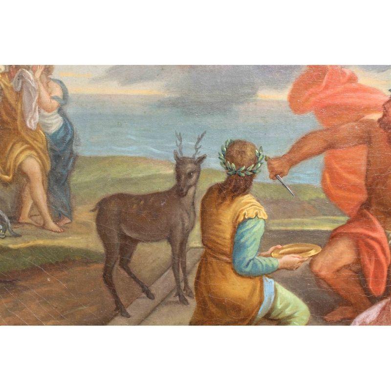 18th Century The Sacrifice of Iphigenia Roma School Painting Oil on Canvas For Sale 1