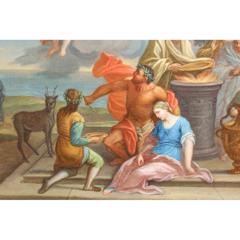 Huilé Peinture  l'huile sur toile du 18me sicle Le Sacrifice de l'cole de Rome d'Iphigenia en vente