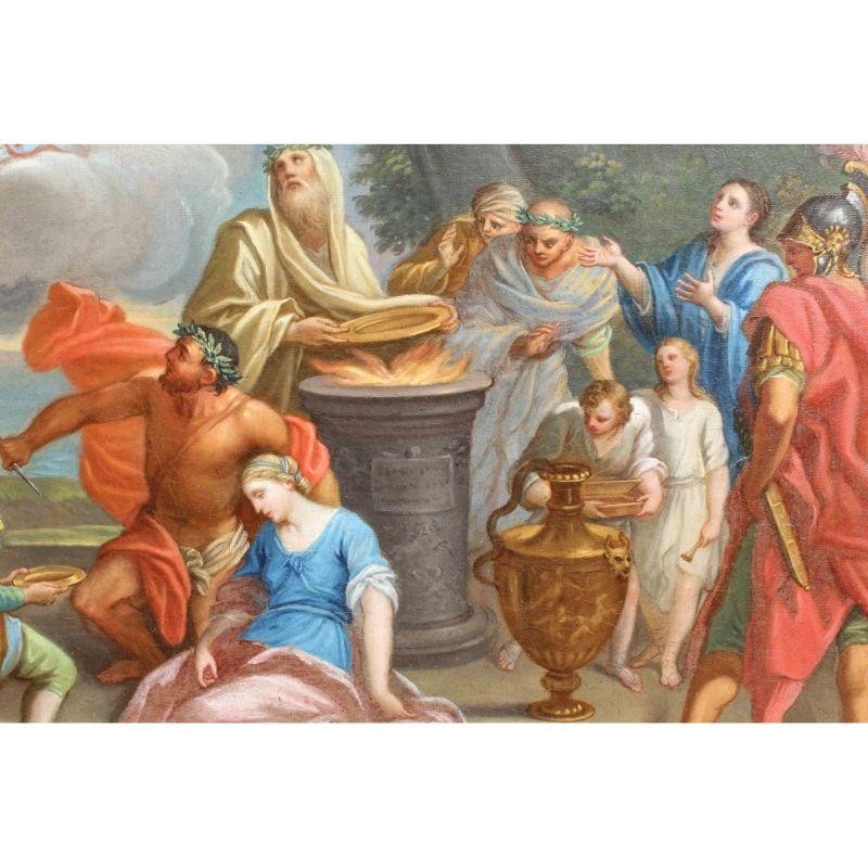 Italian 18th Century The Sacrifice of Iphigenia Roma School Painting Oil on Canvas For Sale