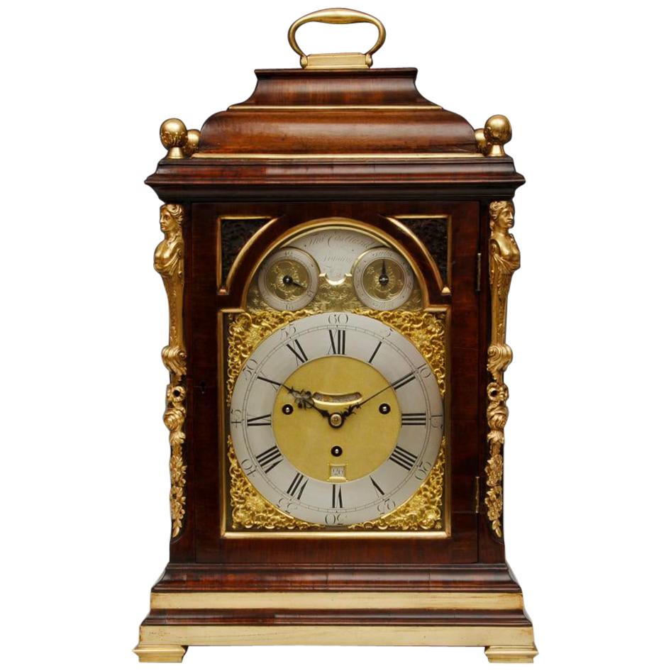 18th Century Thomas Eastland Quarter Chiming Mahogany Bracket Clock