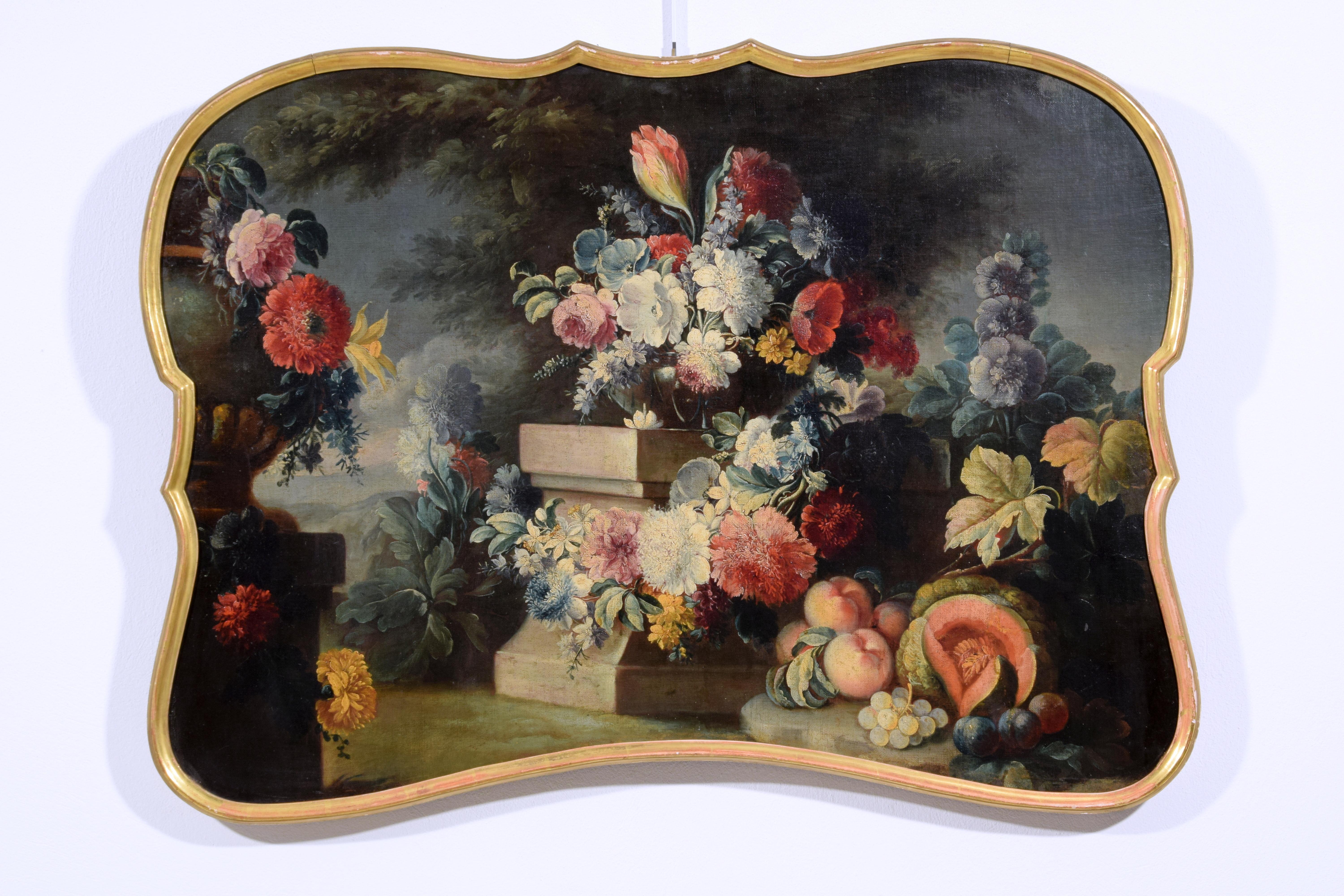 Rococo 18e siècle, trois peintures italiennes représentant des natures mortes de M. A. Rapous en vente
