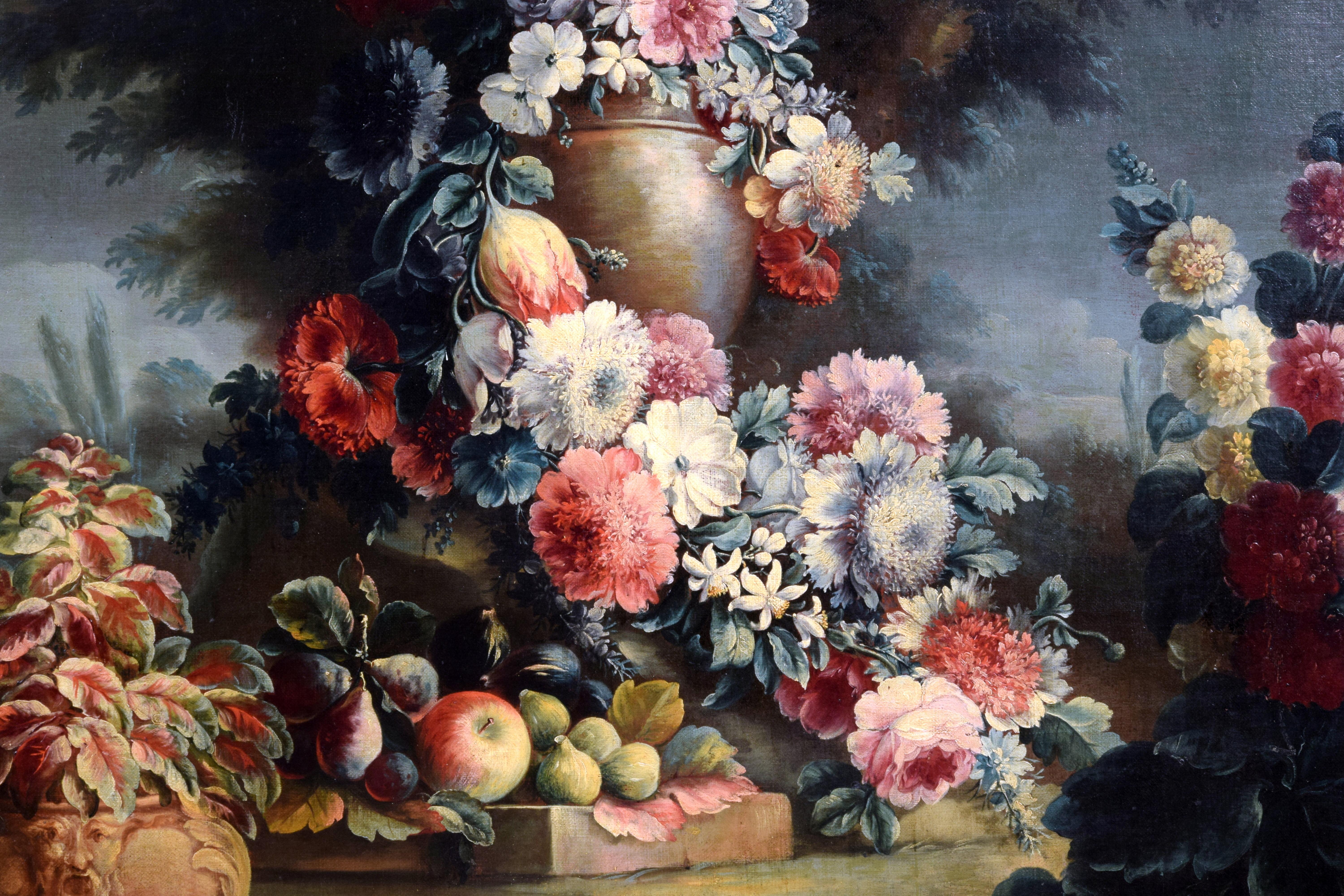 Toile 18e siècle, trois peintures italiennes représentant des natures mortes de M. A. Rapous en vente