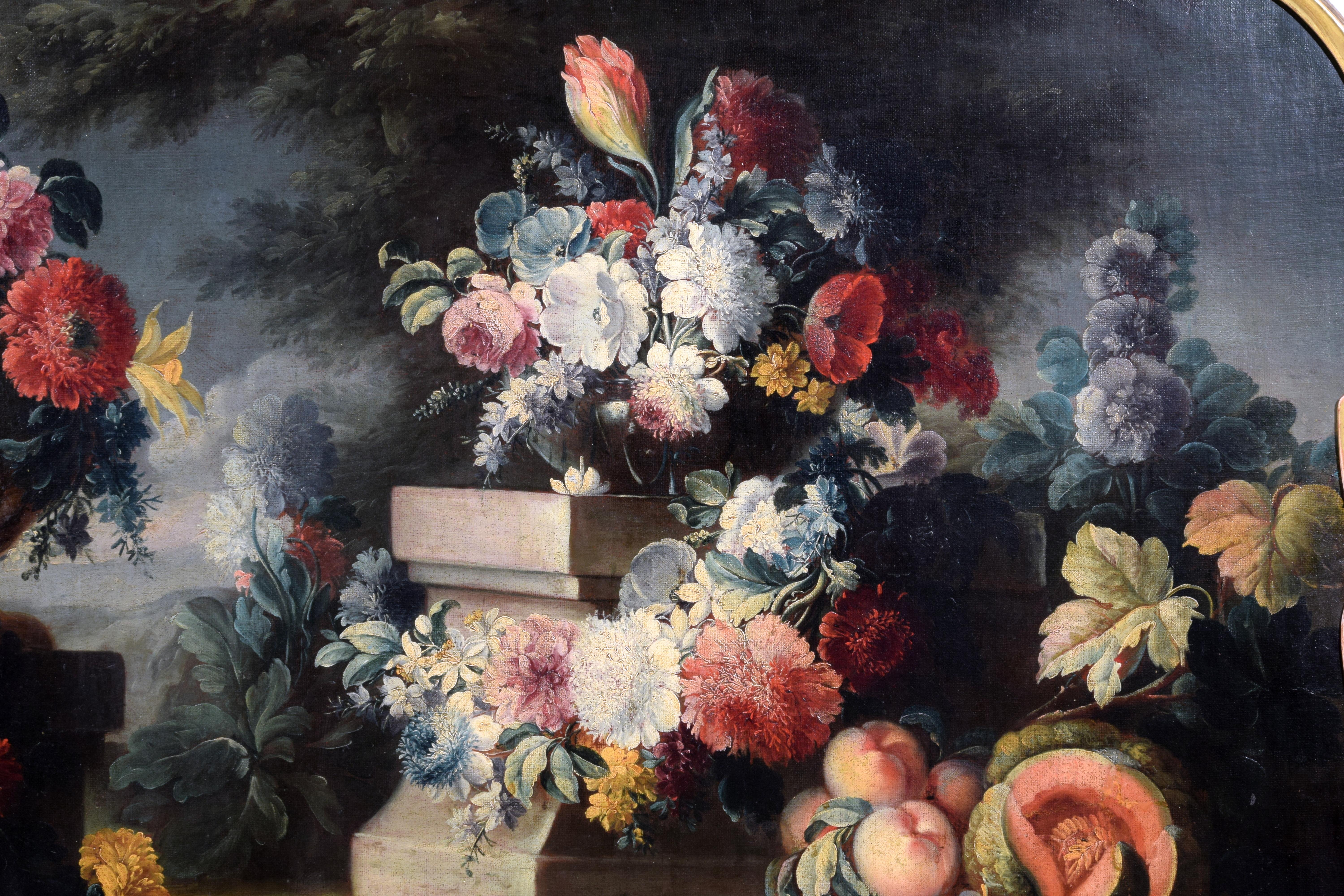 18e siècle, trois peintures italiennes représentant des natures mortes de M. A. Rapous en vente 1