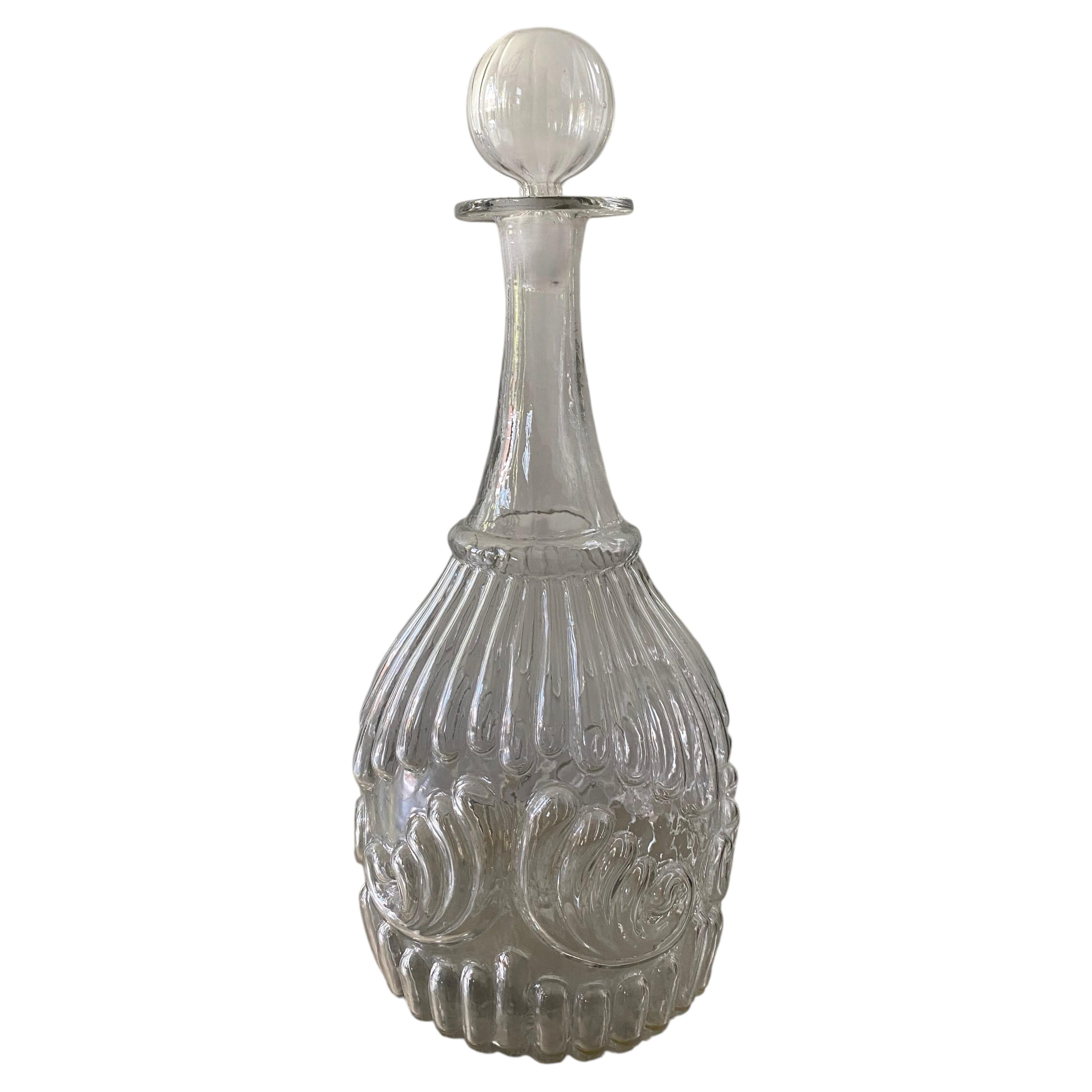 Carafe en verre soufflé à trois moules du XVIIIe siècle, fabriquée par la Boston and Sandwich Glass Company
