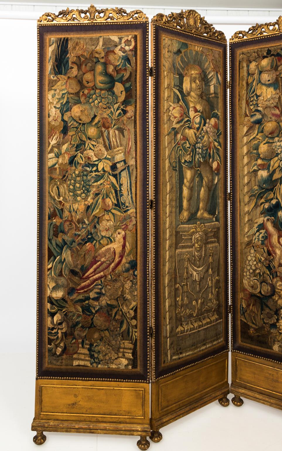 18th Century Three Panel Flemish Tapestry Screen 4